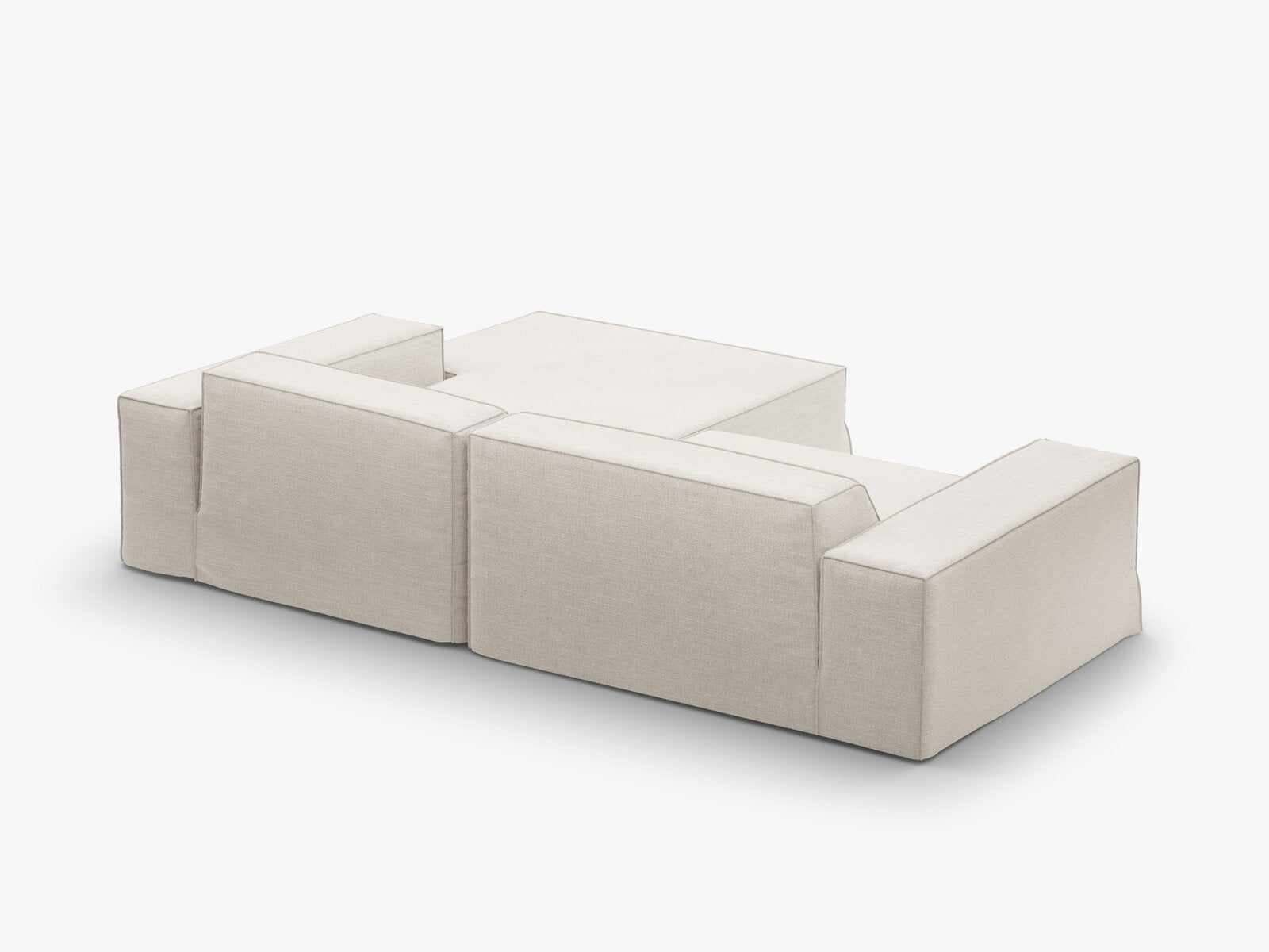 Micadoni Ecksofa Jodie 3-Sitzer Rechts Strukturierter Stoff Lins Natur