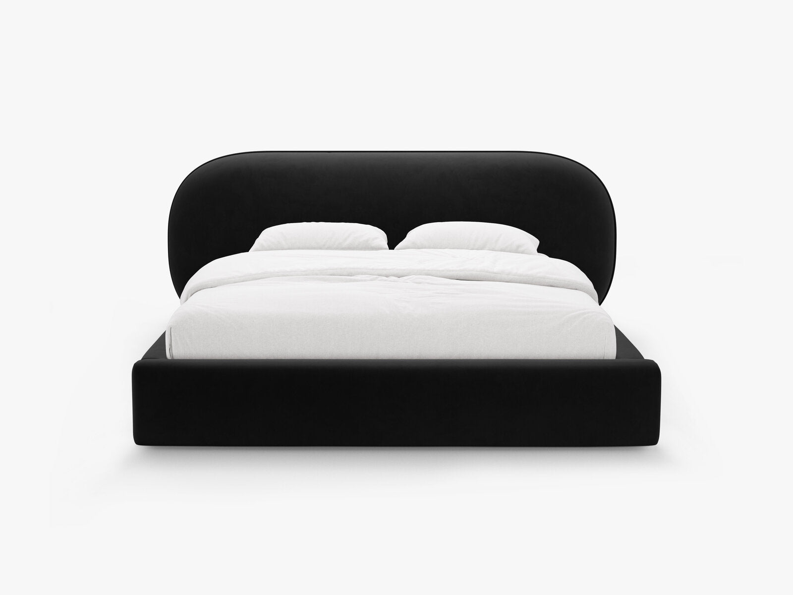 Micadoni Stauraumbett mit Kopfteil Ovalo Samt Magic Velvet Schwarz 140x200