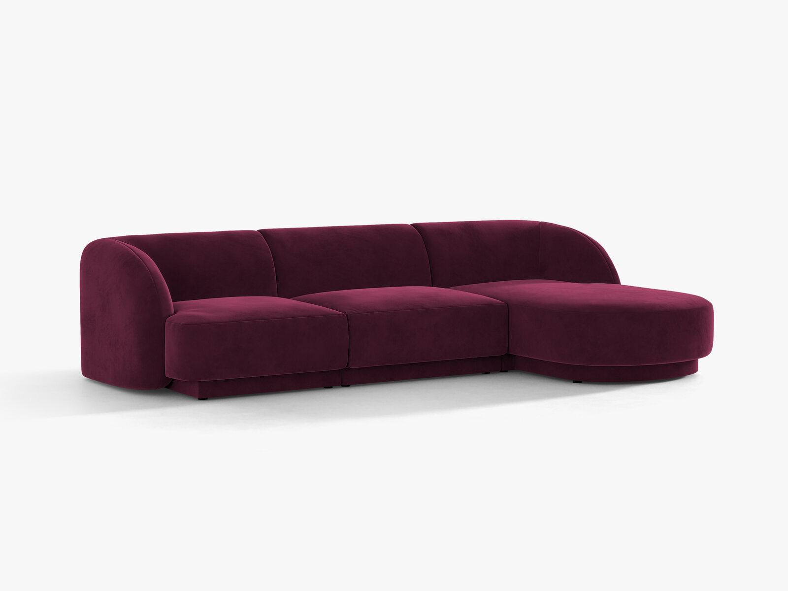 Micadoni Ecksofa Miley 4-Sitzer Samt Venus Burgunder Rechts
