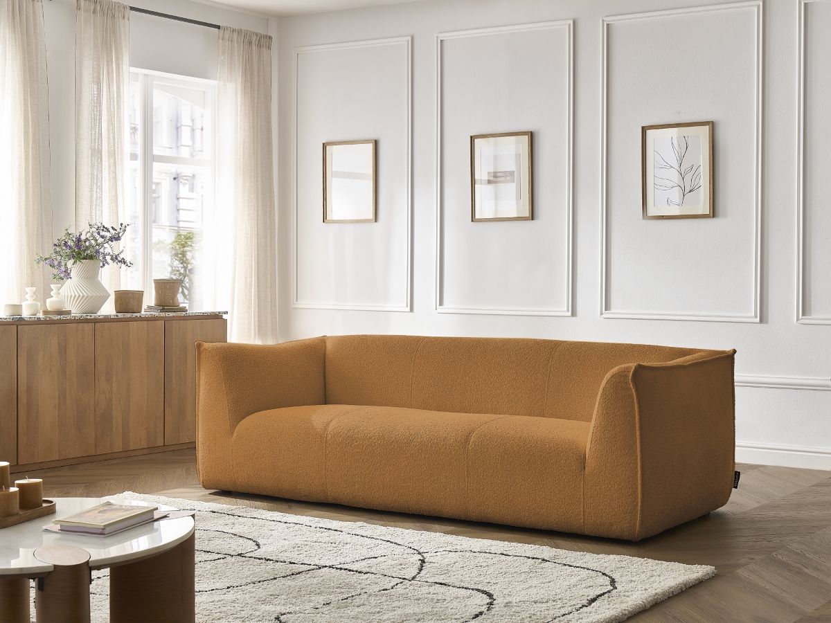 Bobochic Giorgia Sofa 3-Sitzer Bouclé-Stoff Gelb