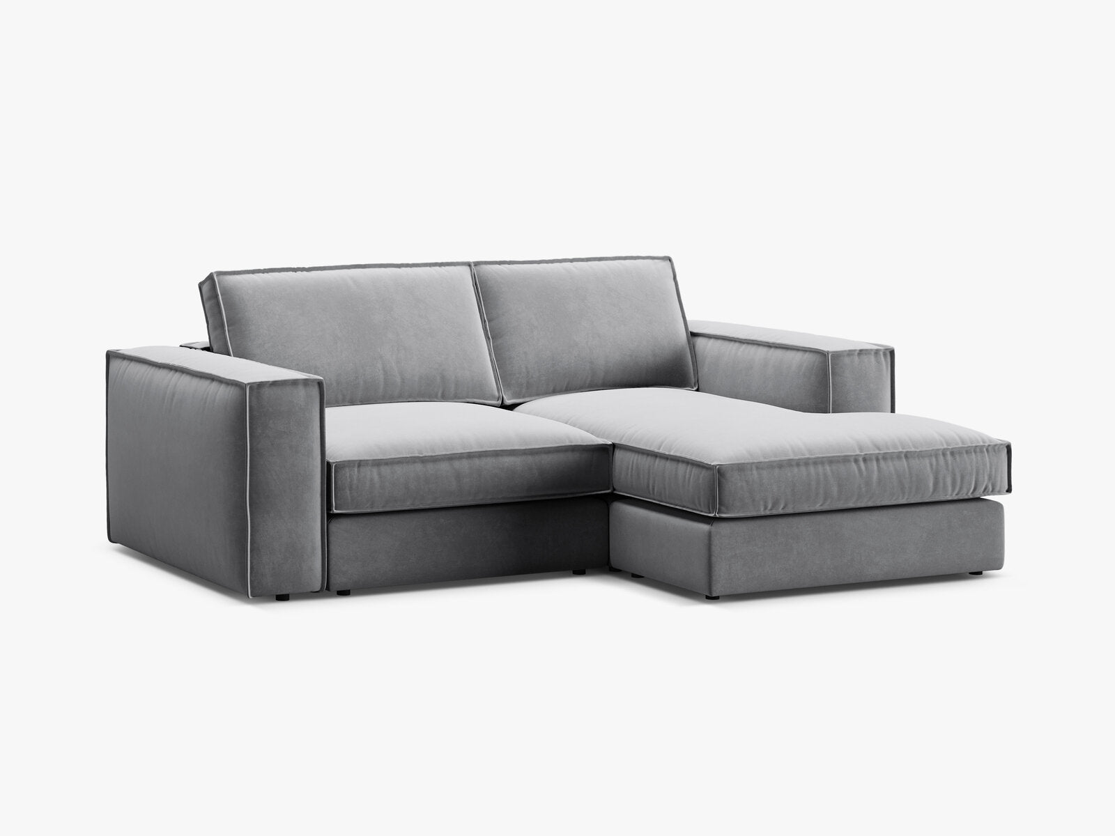 Micadoni modulares Ecksofa Pola 2-Sitzer kleine Version Rechts Samt Salvador Grau