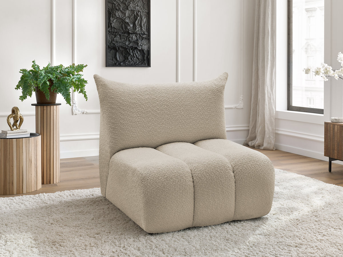 Bobochic Azra Sofamodul 1-Sitzer 90 × 112 cm Bouclé-Stoff Beige