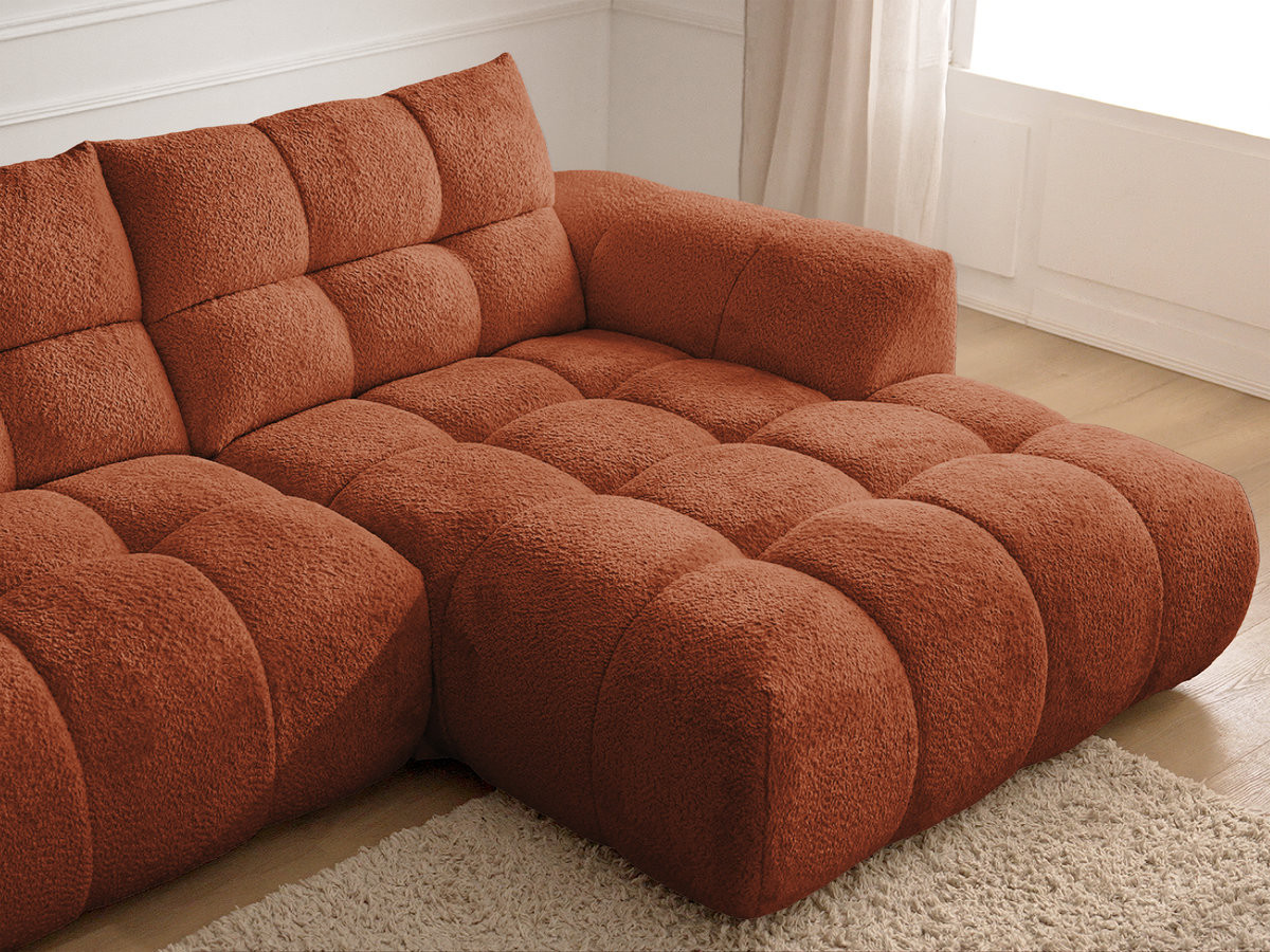 Bobochic Jaya Ecksofa Chenille Orange Ecke rechts