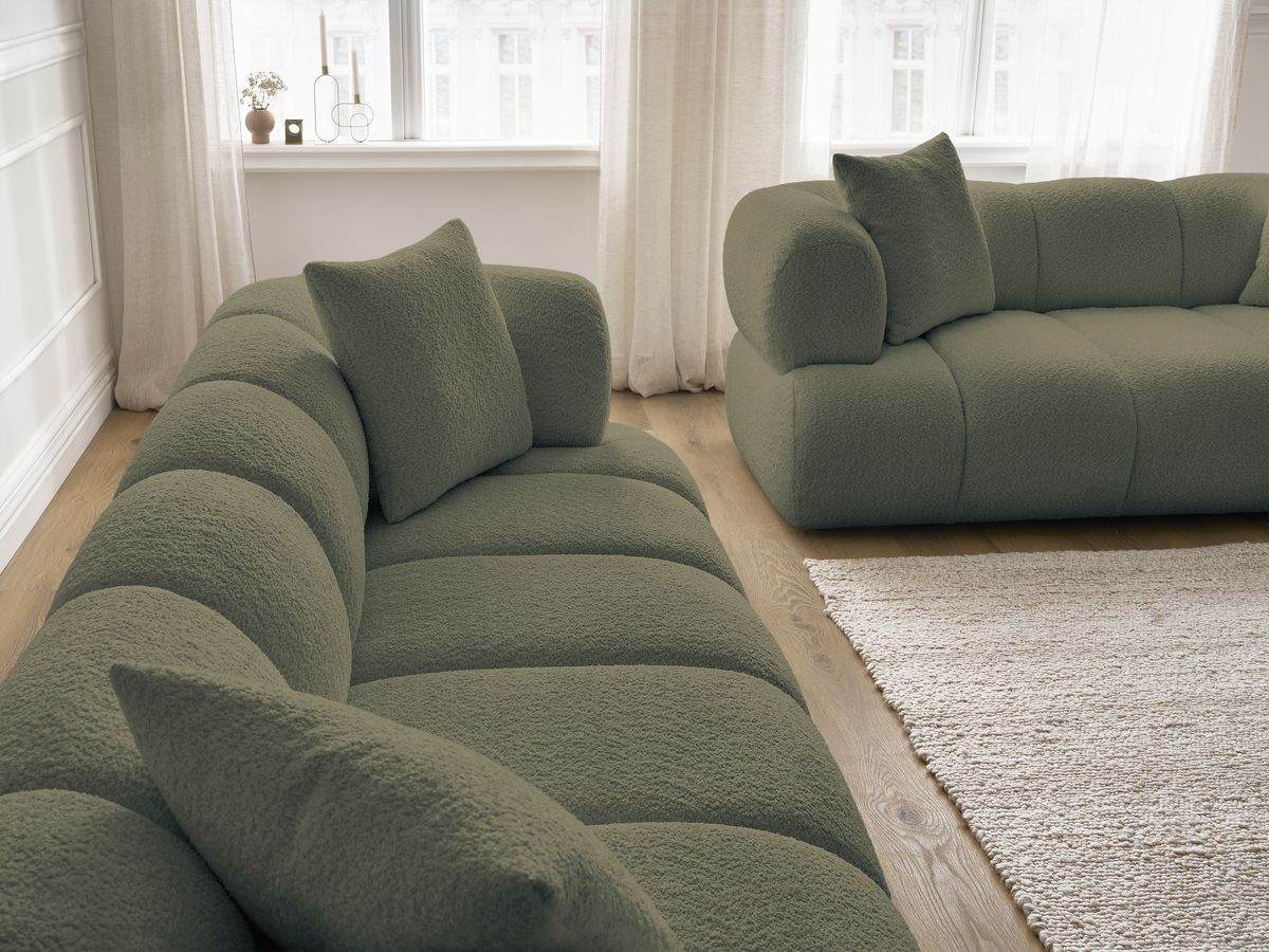 Bobochic Pamira Sofa 5-Sitzer Bouclé-Stoff Grün