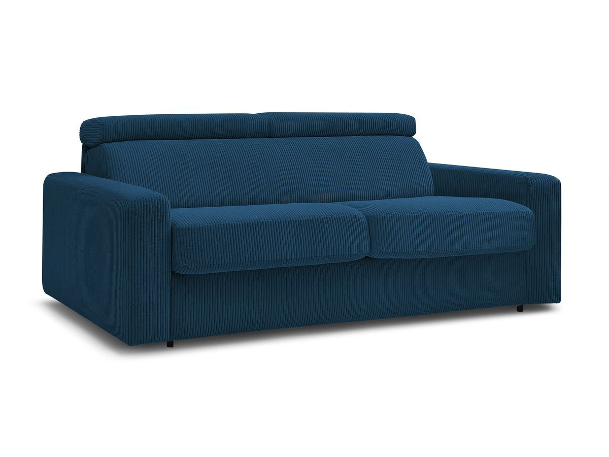 Bobochic Monaco Schlafsofa 3-Sitzer Cordsamt Dunkelblau, Liegefläche 140 × 190 cm