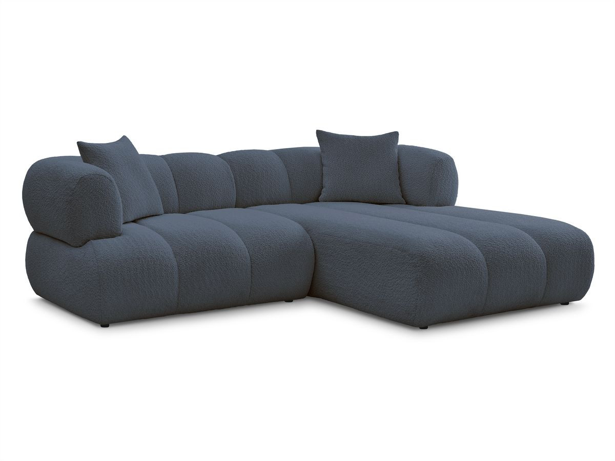 Bobochic Pamira Ecksofa Bouclé-Stoff Dunkelblau Ecke rechts