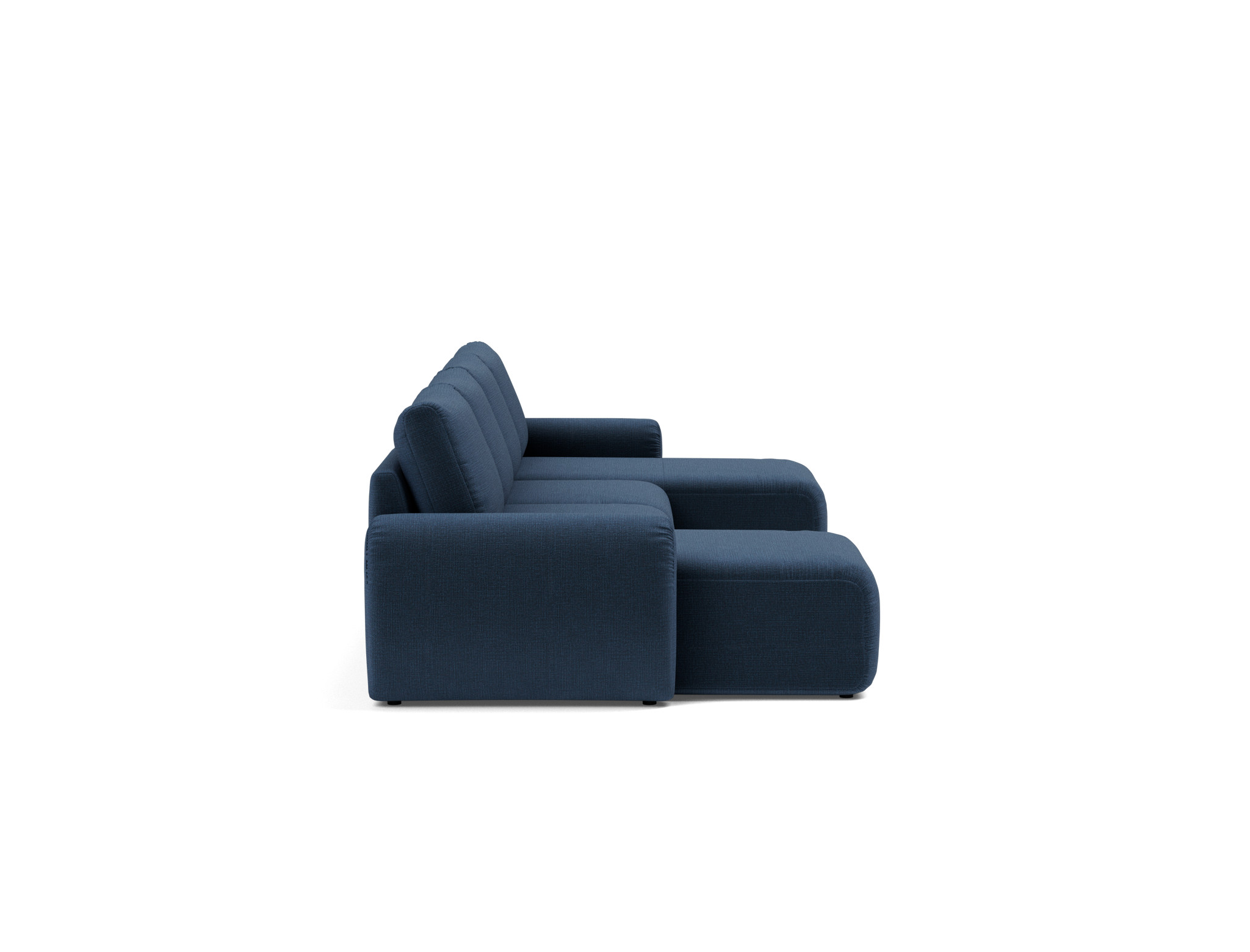 Schlafsofa Norum U-Form mit Curve-Armlehnen Chenille Esina 414-Indigo-Blue