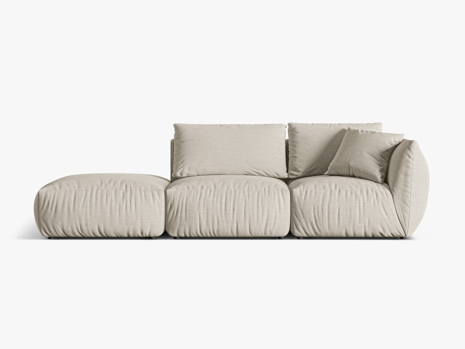 Micadoni Modulares Sofa Chris 3-Sitzer Links Strukturierter Stoff Natur
