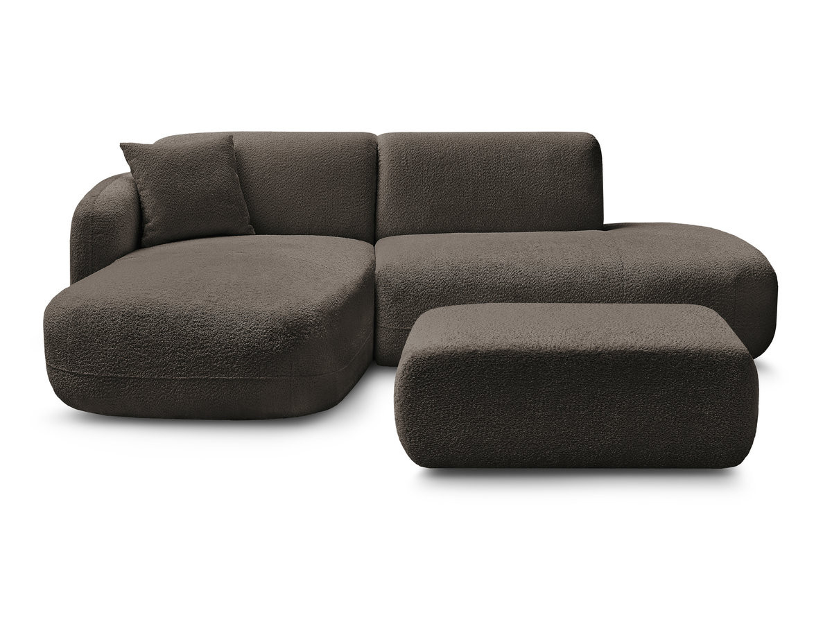 Bobochic Anda Ecksofa mit Pouf 241 × 163 cm Chenille Braun Ecke links