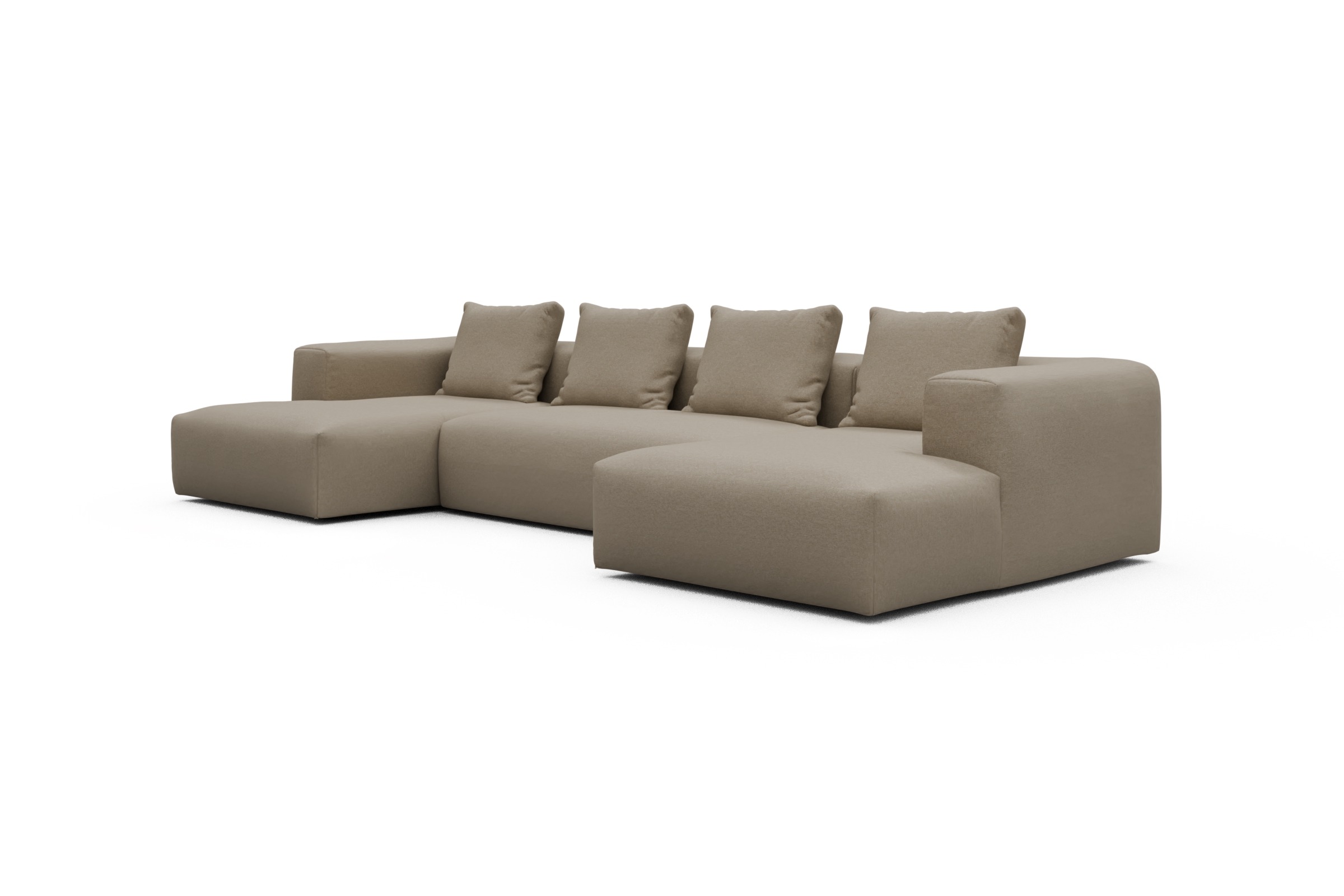 Wohnlandschaft Fred mit 2-Sitzer und Chaiselongue beidseitig Satya-Natural