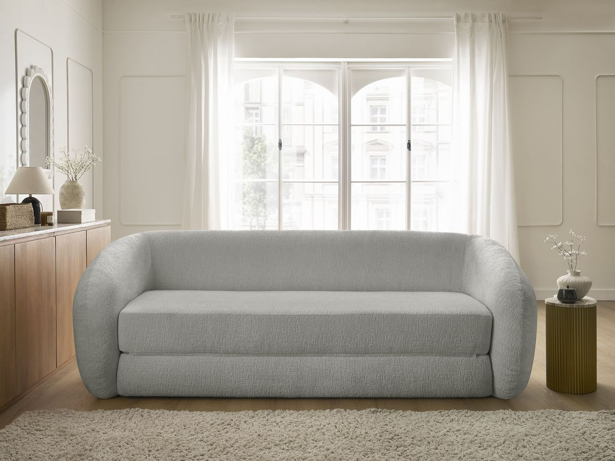 Bobochic Neyo Schlafsofa 3-Sitzer Strukturstoff Hellgrau