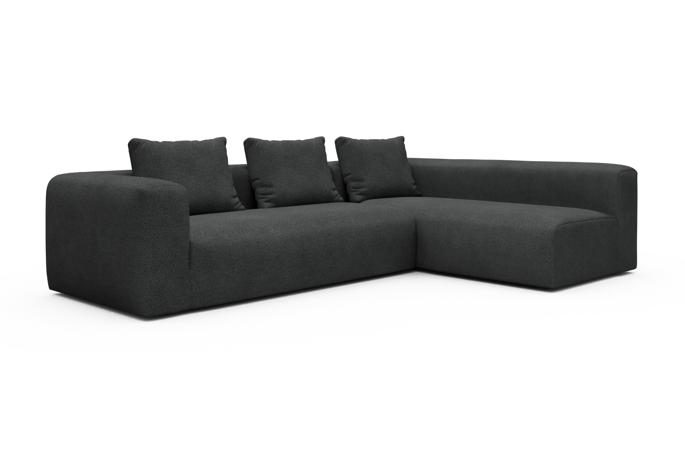 Ecksofa Fred 2x 2,5-Sitzer rechts offen Boucle-Charcoal