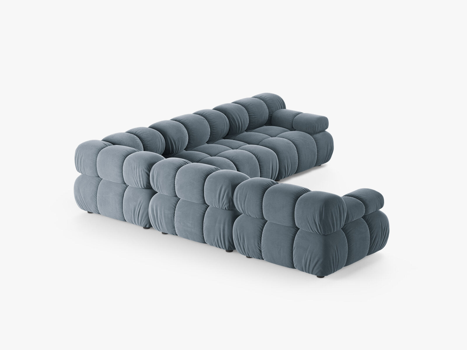Micadoni Symmetrisches Ecksofa Bellis 5-Sitzer Samt Bluvel Hellblau