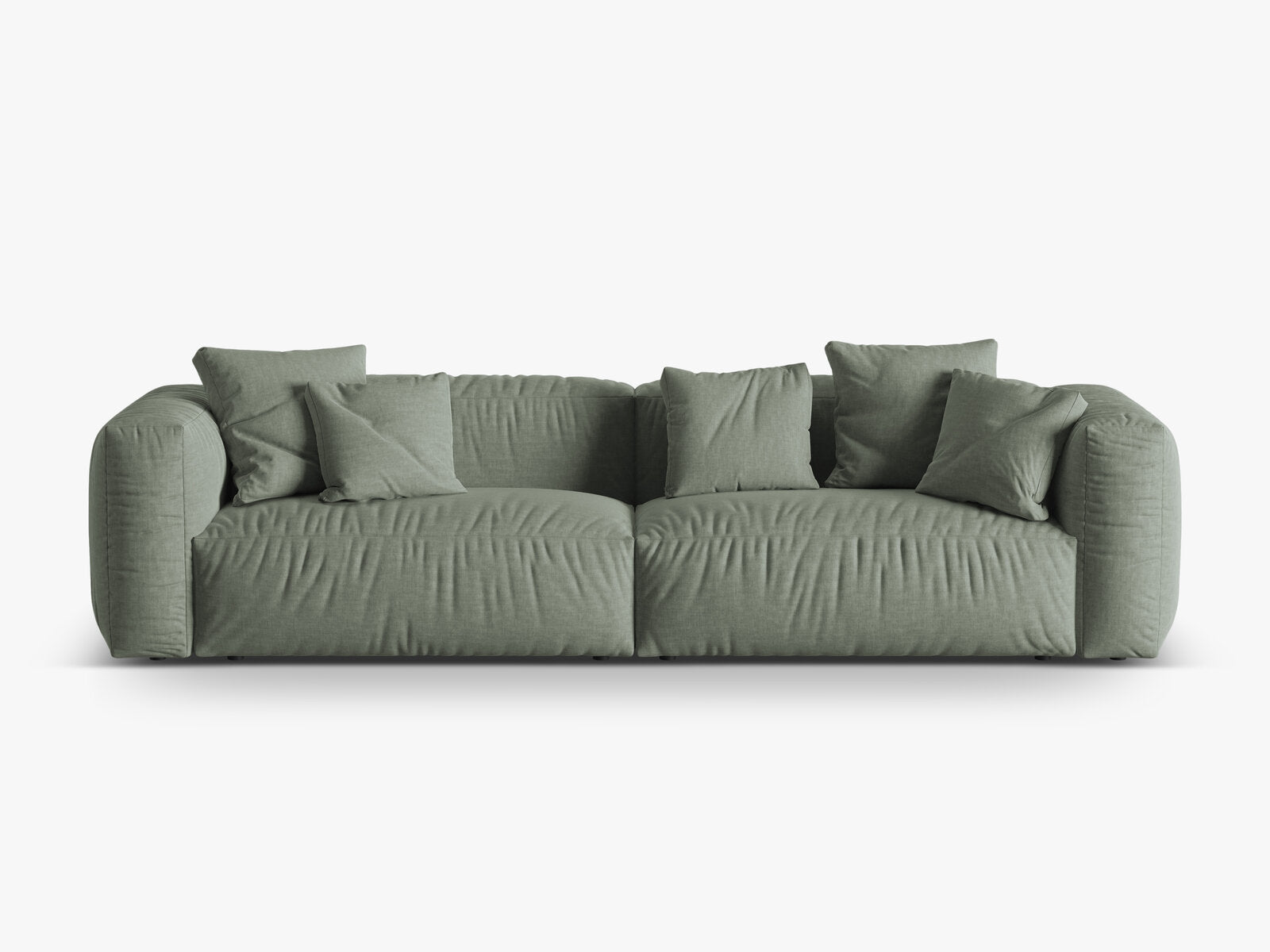 Micadoni Sofa Martina 4-Sitzer Strukturierter Stoff Boston Moßgrün