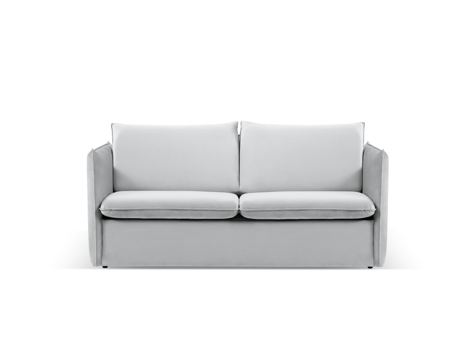 2-Sitzer Velvet Sofa mit Bettfunktion Agate | Bezug Silver | Beinfarbe Black Plastic