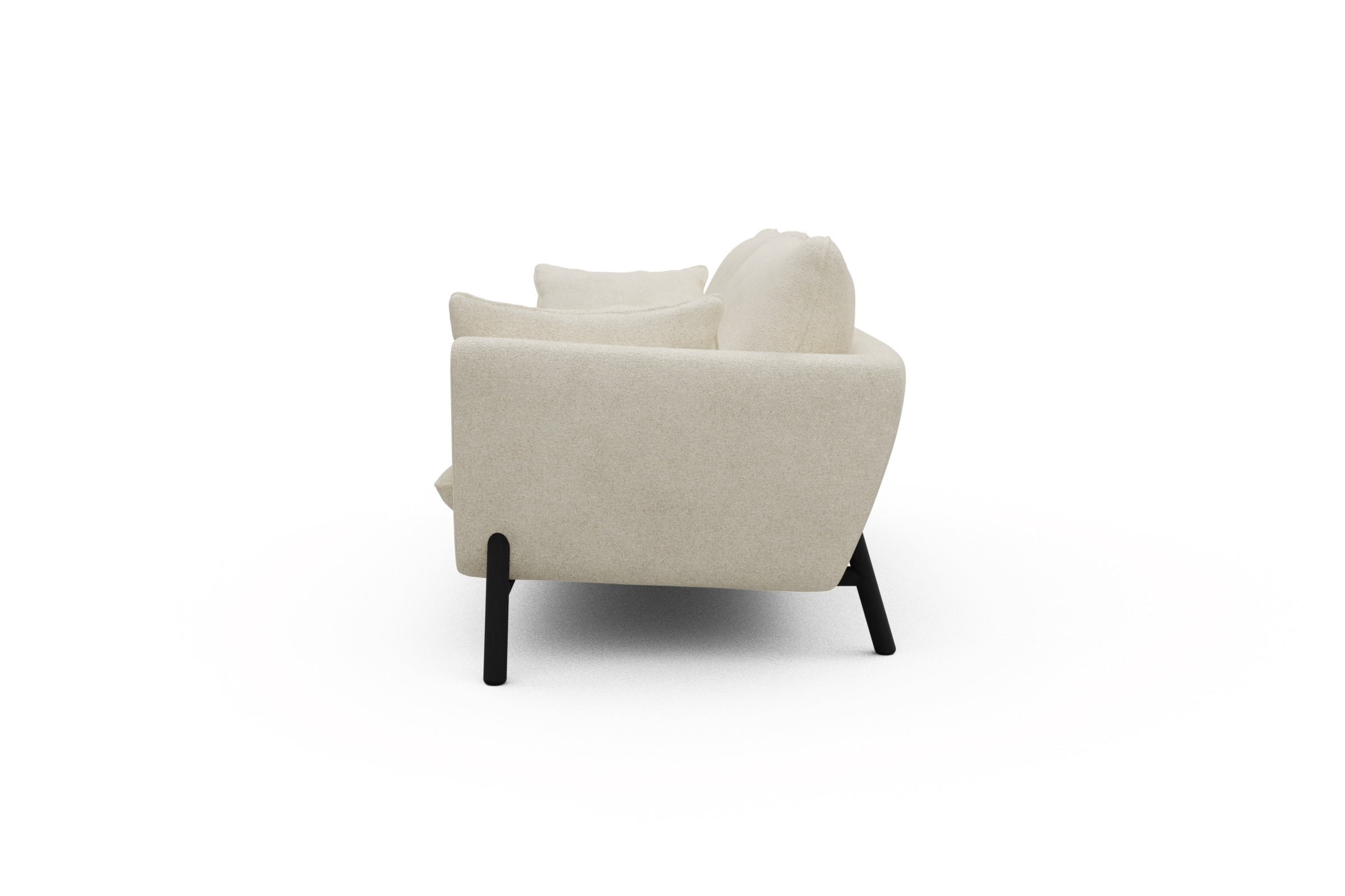 Sofa Emil 3-Sitzer Beinfarbe Eiche Schwarz Boucle-Off-White