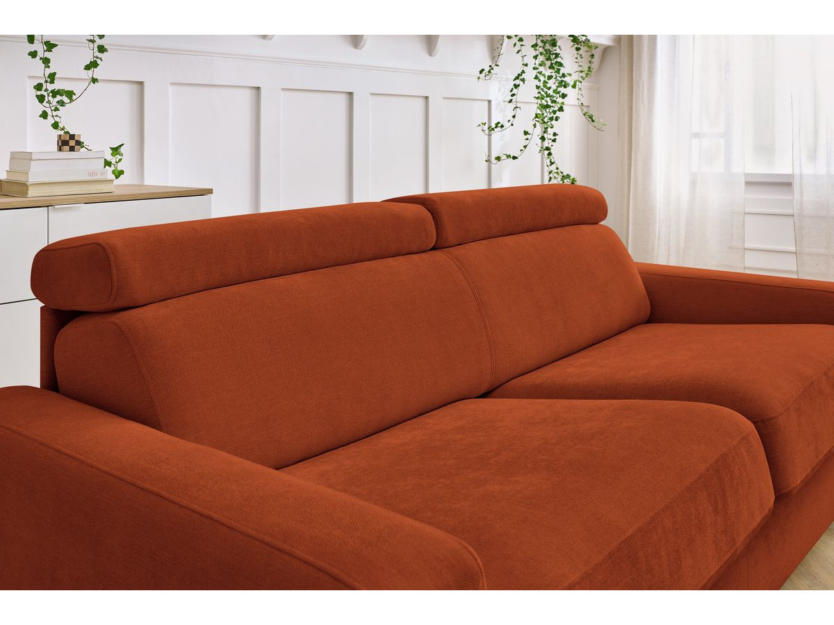 Bobochic Monaco Schlafsofa 3-Sitzer Stoff Orange, Liegefläche 140 × 190 cm