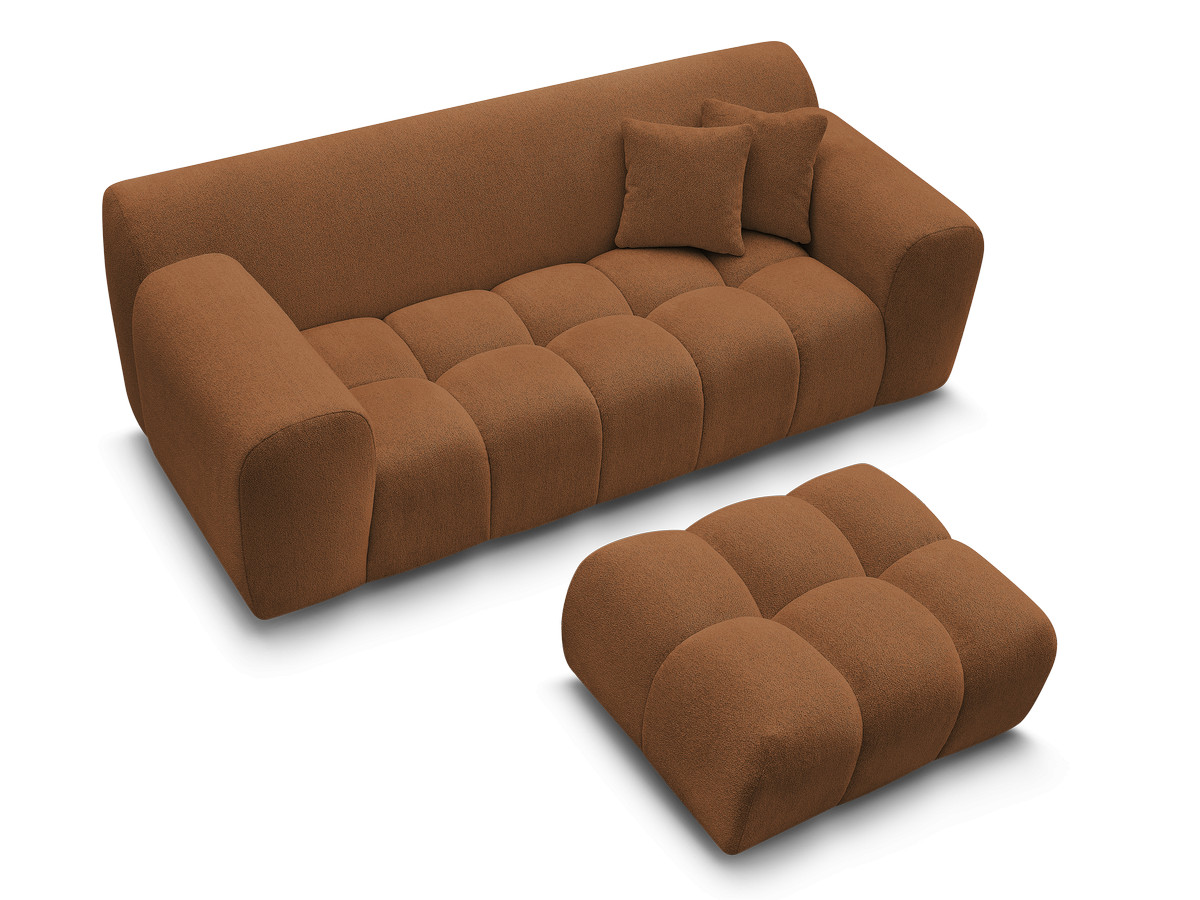 Bobochic Melisse Sofa 2-Sitzer mit Pouf Melange-Stoff Orange