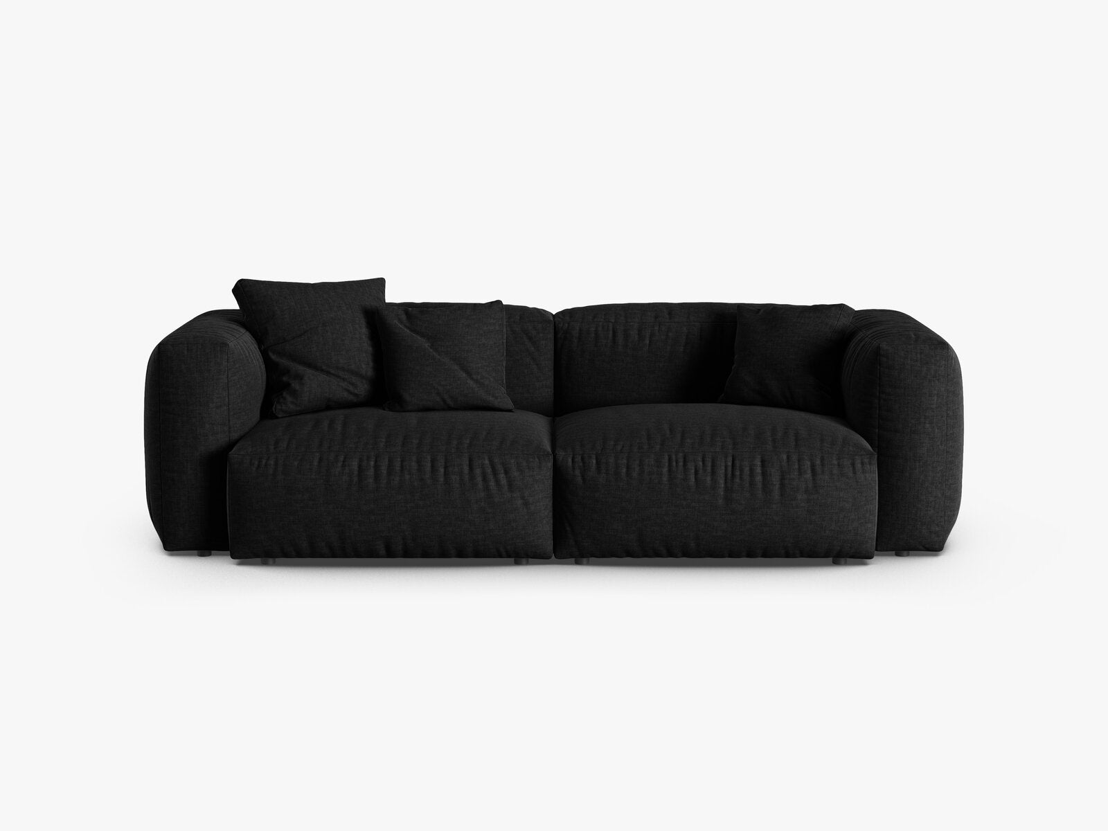 Micadoni Sofa Martina 3-Sitzer 90cm Sitztiefe Strukturierter Stoff Boston Schwarz