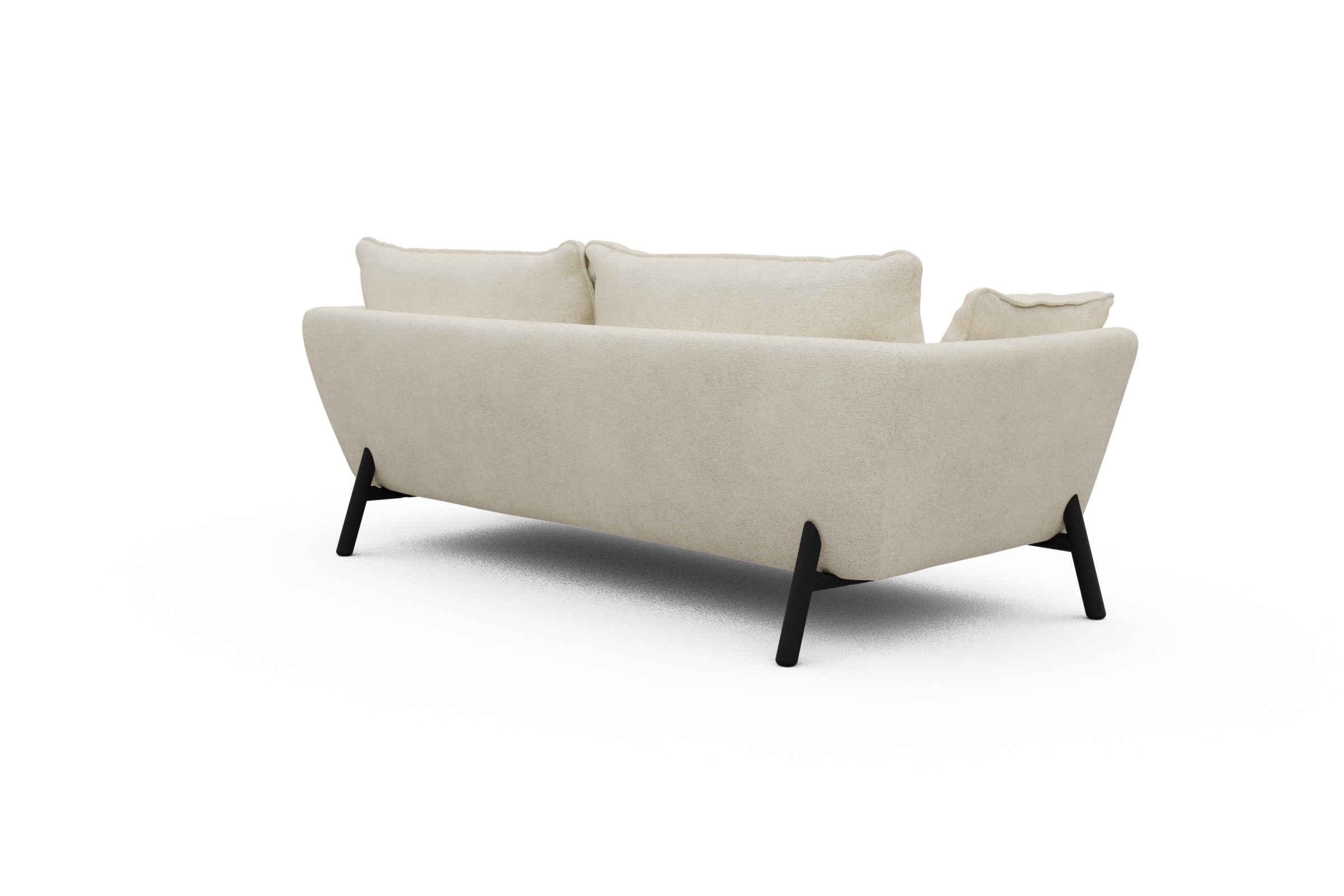 Sofa Emil PREMIUM 3-Sitzer Beinfarbe Eiche Schwarz Boucle-Off-White
