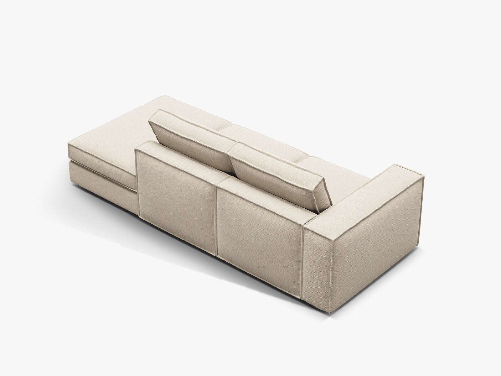 Micadoni modulares offenes Sofa Pola 3-Sitzer Rechts Strukturierter Stoff Babel Beige