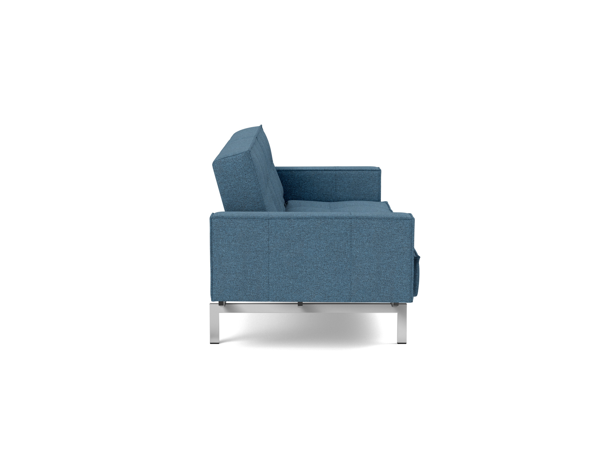 Schlafsofa Splitback mit Armlehnen Strukturierter Stoff Weda 302-Weda-Blue Beine Chrom