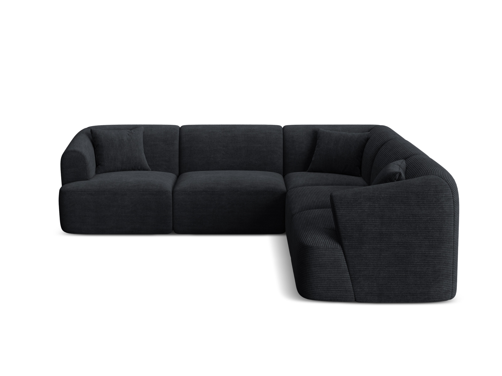 Cosmopolitan Design Symmetrisches Ecksofa Campi 6-Sitzer Kord Lincoln D Schwarz