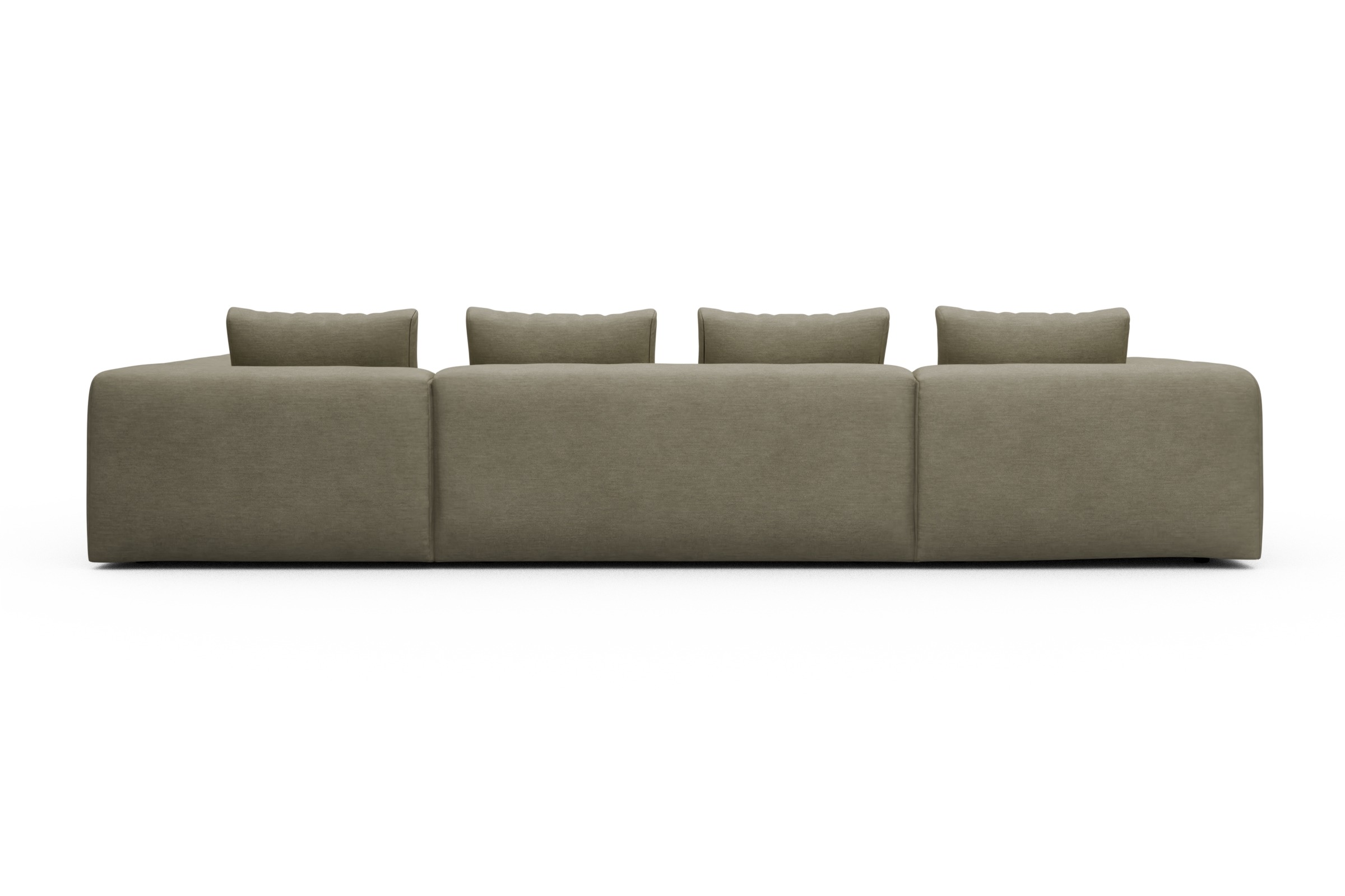 Wohnlandschaft Fred Relax-Ecke rechts mit 2-Sitzer und Chaiselongue links Flachgewebe Vivus 571-Dusty-Sand