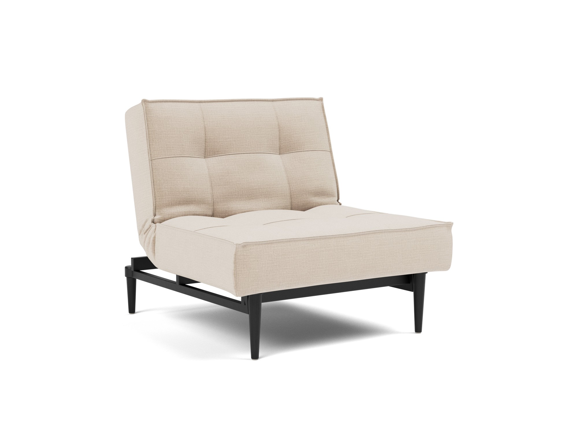 Sessel Splitback Chenille Esina 410-Almond-Beige Beine Styletto Eiche schwarz