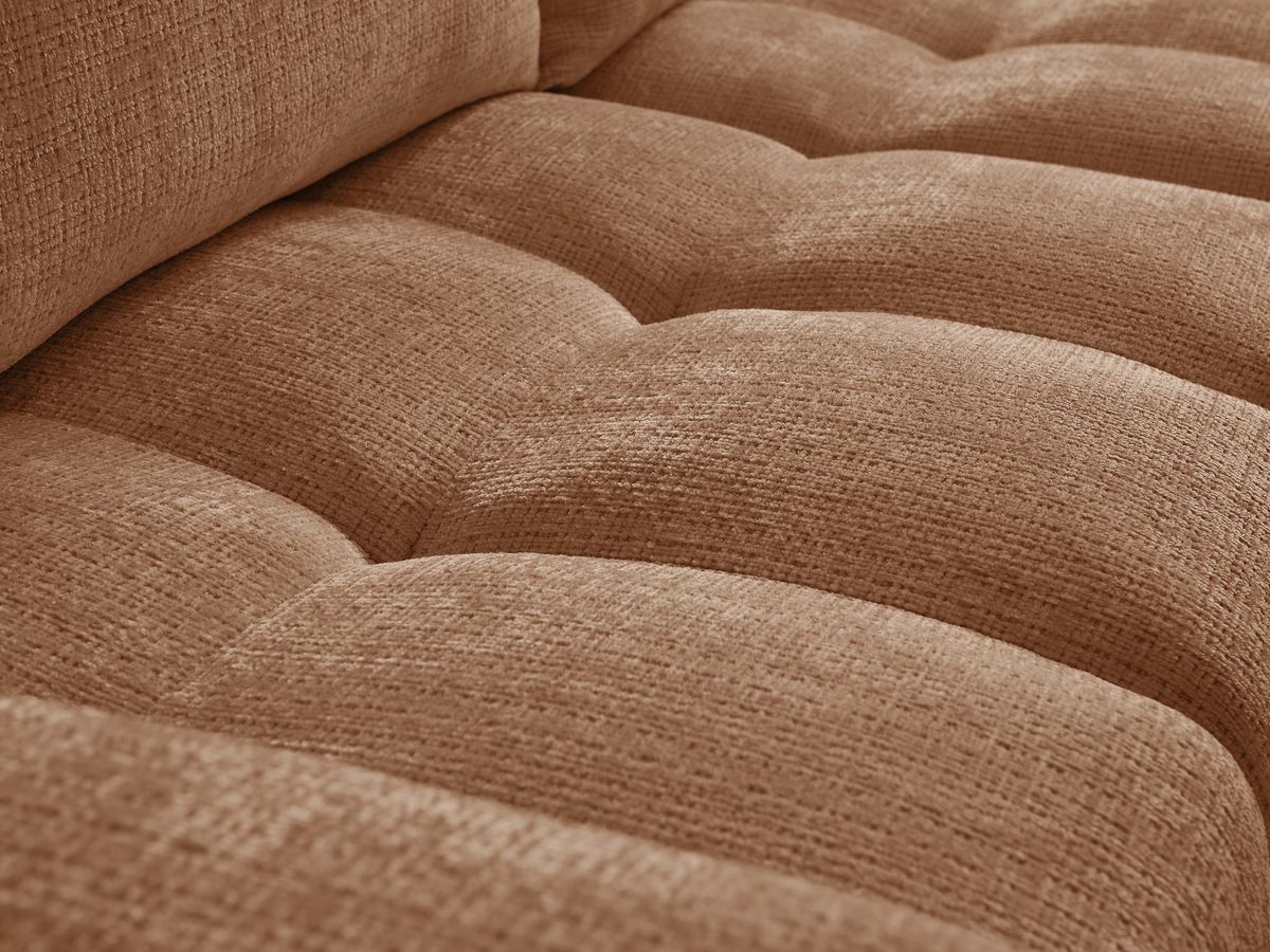 Bobochic Anakin Ecksofa mit Schlaffunktion und Bettkasten, 2 Kissen Strukturstoff Orange