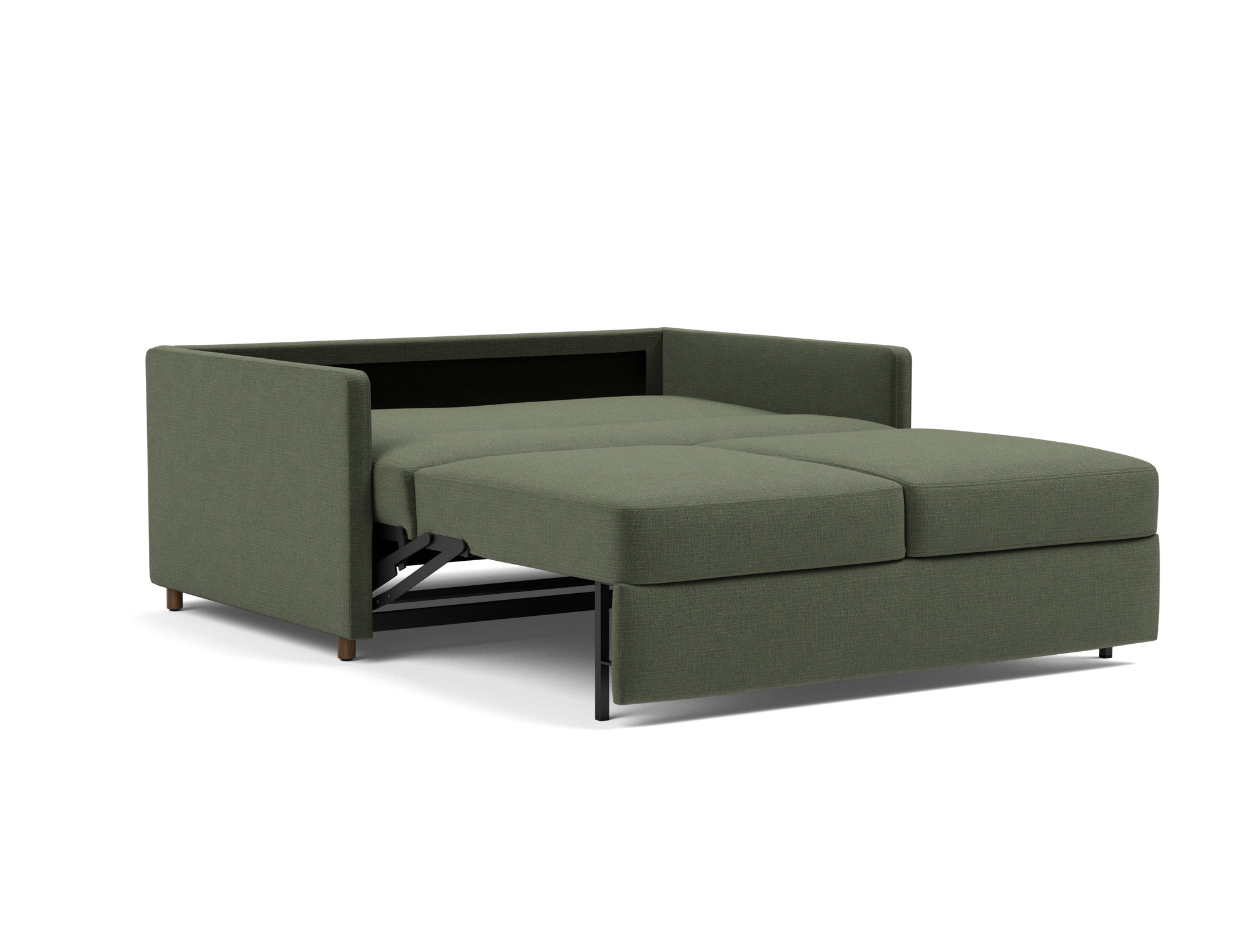 Schlafsofa Neah mit Slim-Armlehnen 140 Chenille Esina 413-Olive-Green