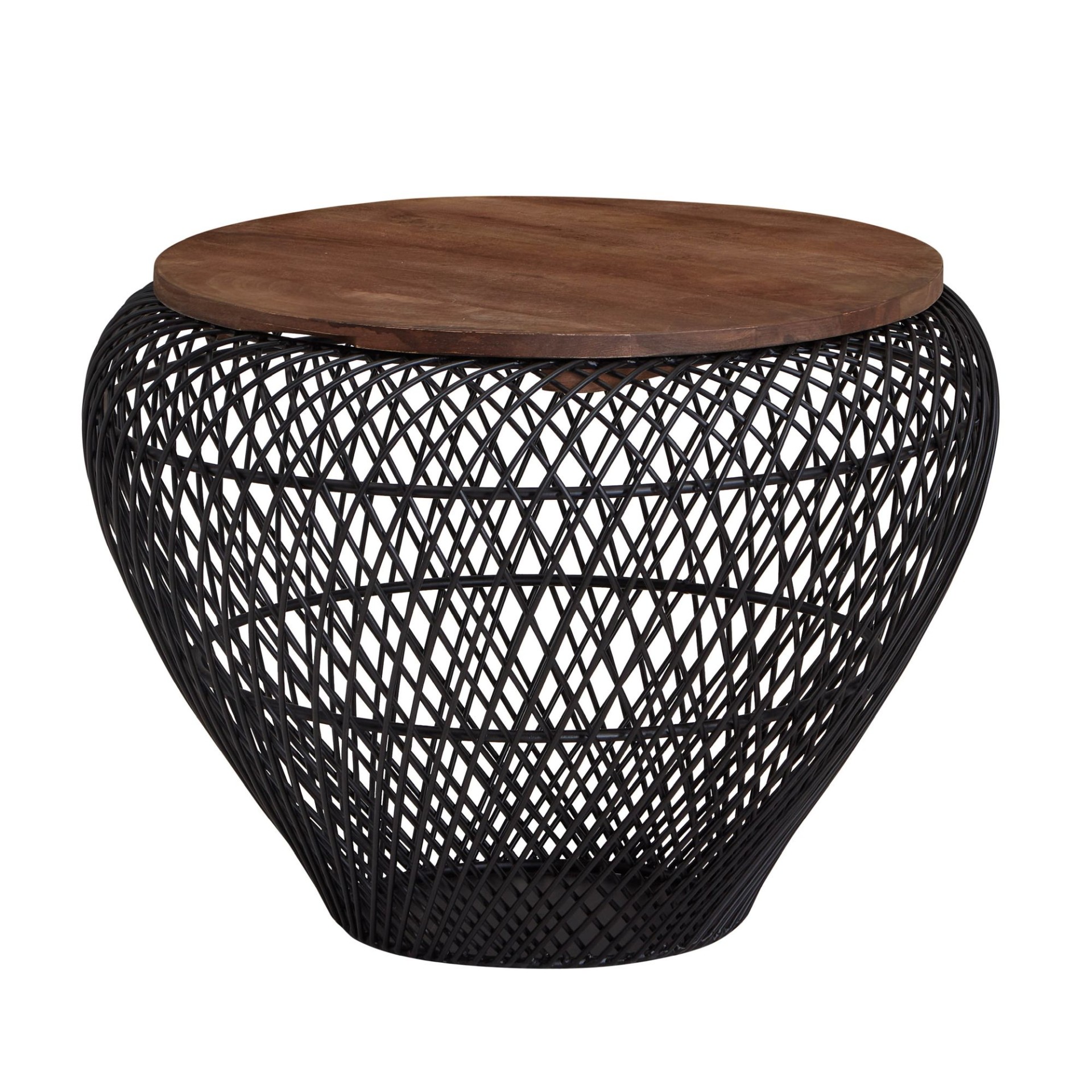Couchtisch Aremark Mango Massivholz Schwarz Ø 60 cm