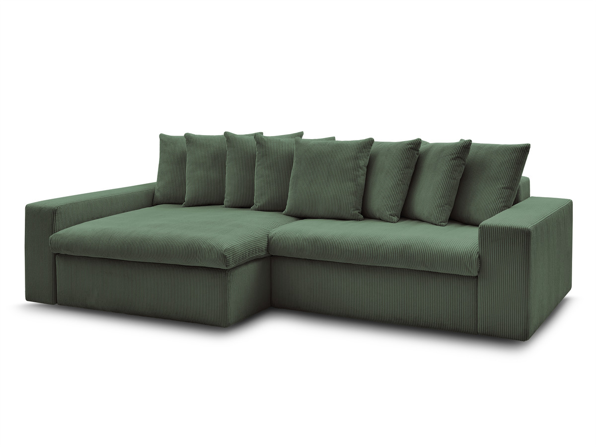 Bobochic Enore Ecksofa 330 × 157 cm Cordsamt Dunkelgrün Ecke links