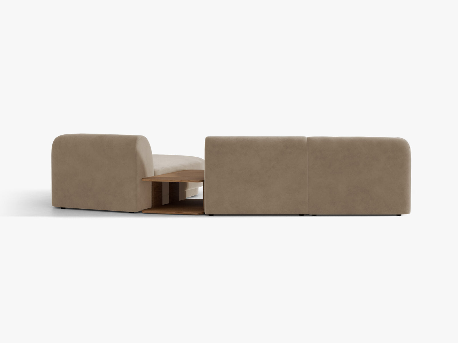 Micadoni Modulares Sofa Miley mit Recamiere 3-Sitzer Rechts Samt Bluvel Cappuccino