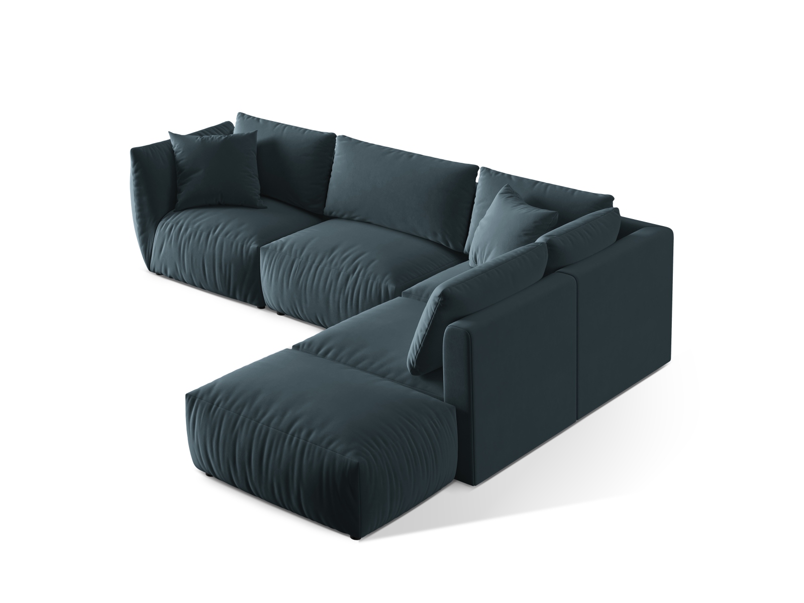 Micadoni Modulares Ecksofa Chris 4-Sitzer Rechts Samt Pastellblau