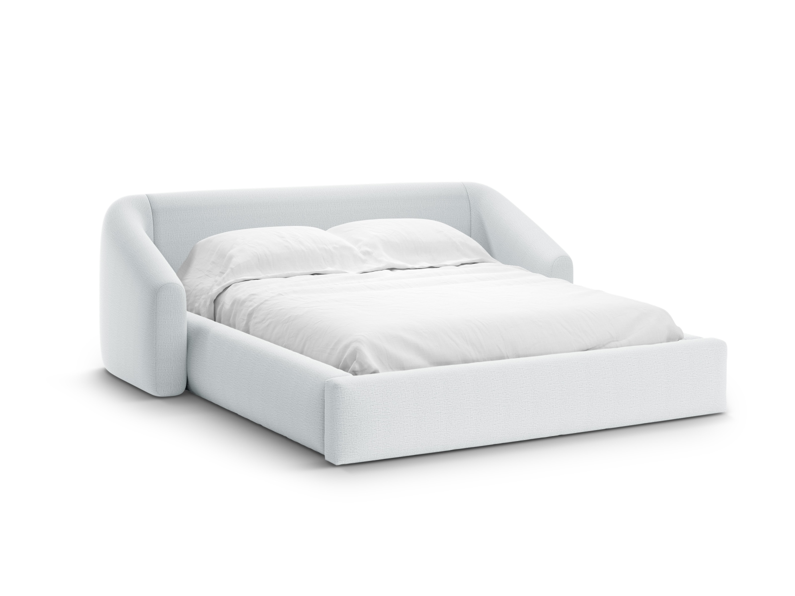 Cosmopolitan Design Stauraumbett mit Kopfteil Campi 200x200 Strukturierter Stoff Moly Hellgrau