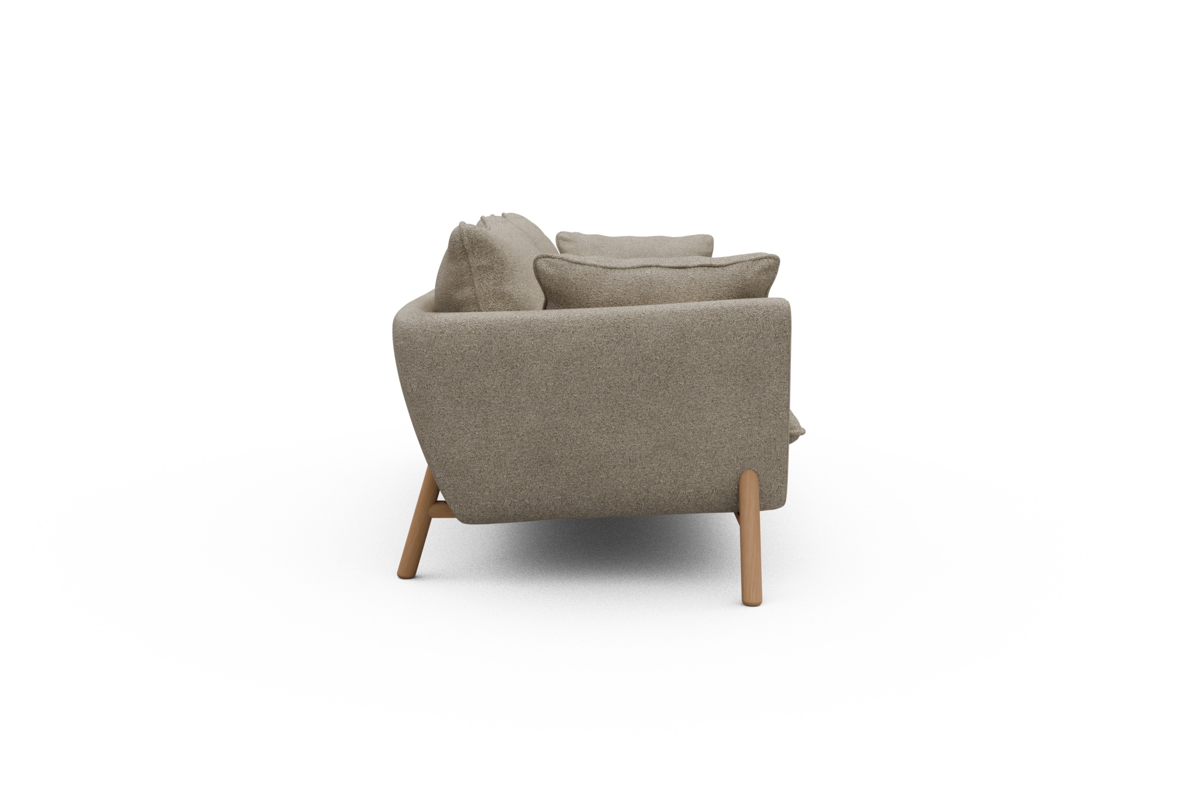 Sofa Emil PREMIUM 3-Sitzer Beinfarbe Eiche Natur Boucle-Beige
