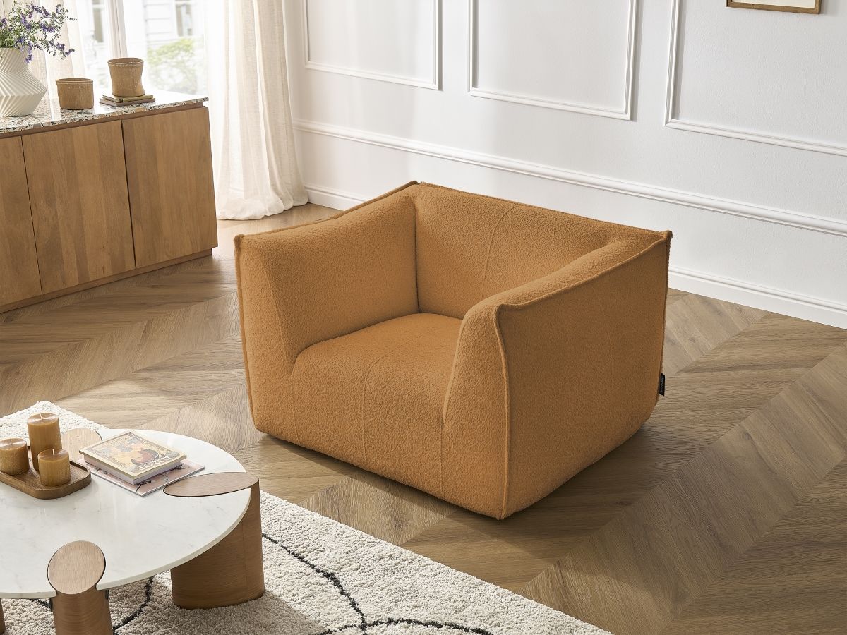 Bobochic Giorgia Sessel Bouclé-Stoff Gelb