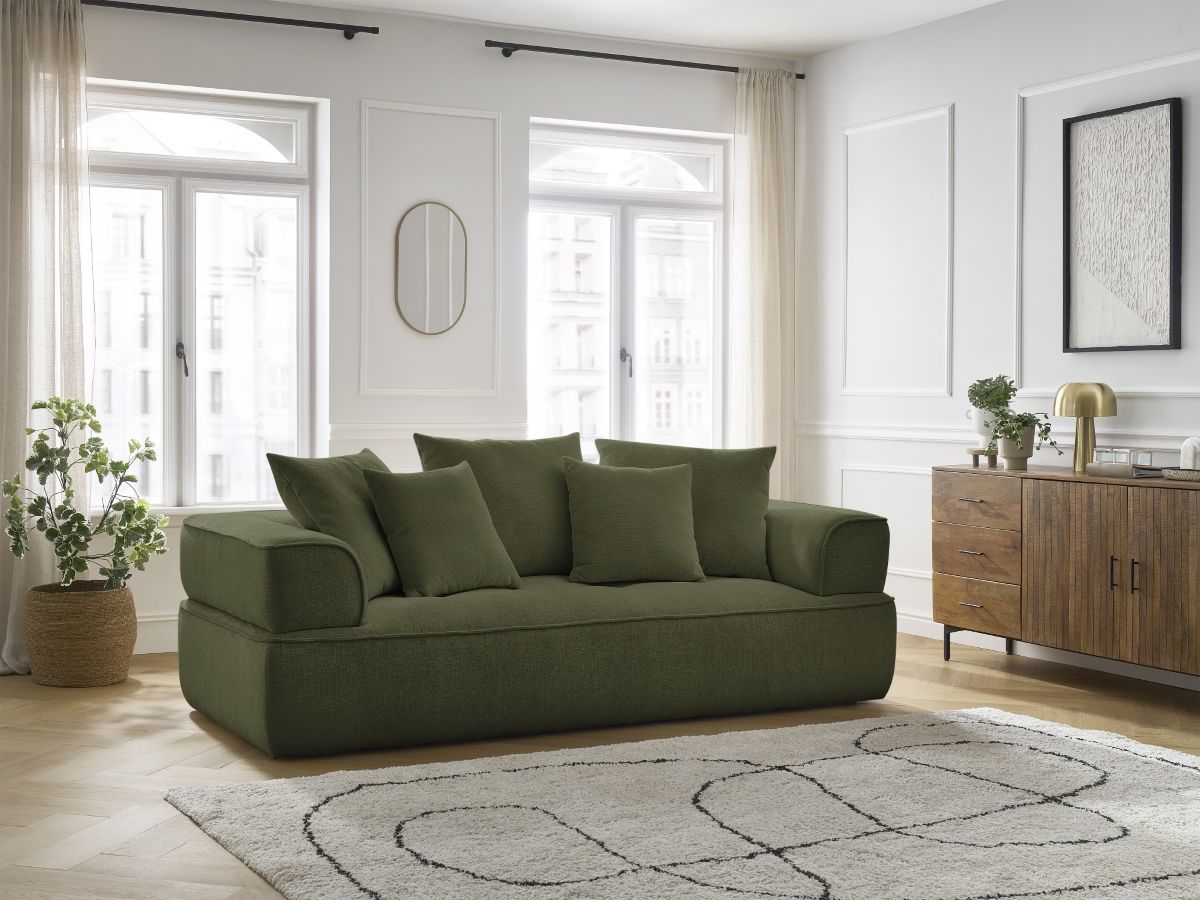 Bobochic Whesley Sofa 3-Sitzer Stoff Dunkelgrün
