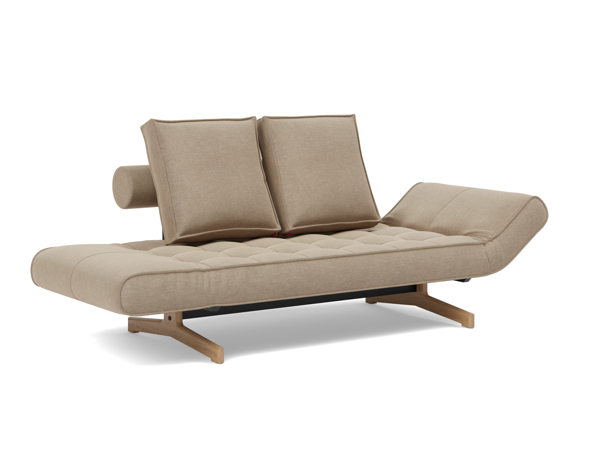 Tagesbett Ghia Flachgewebe Phobos 587-Mocha Beine Eiche