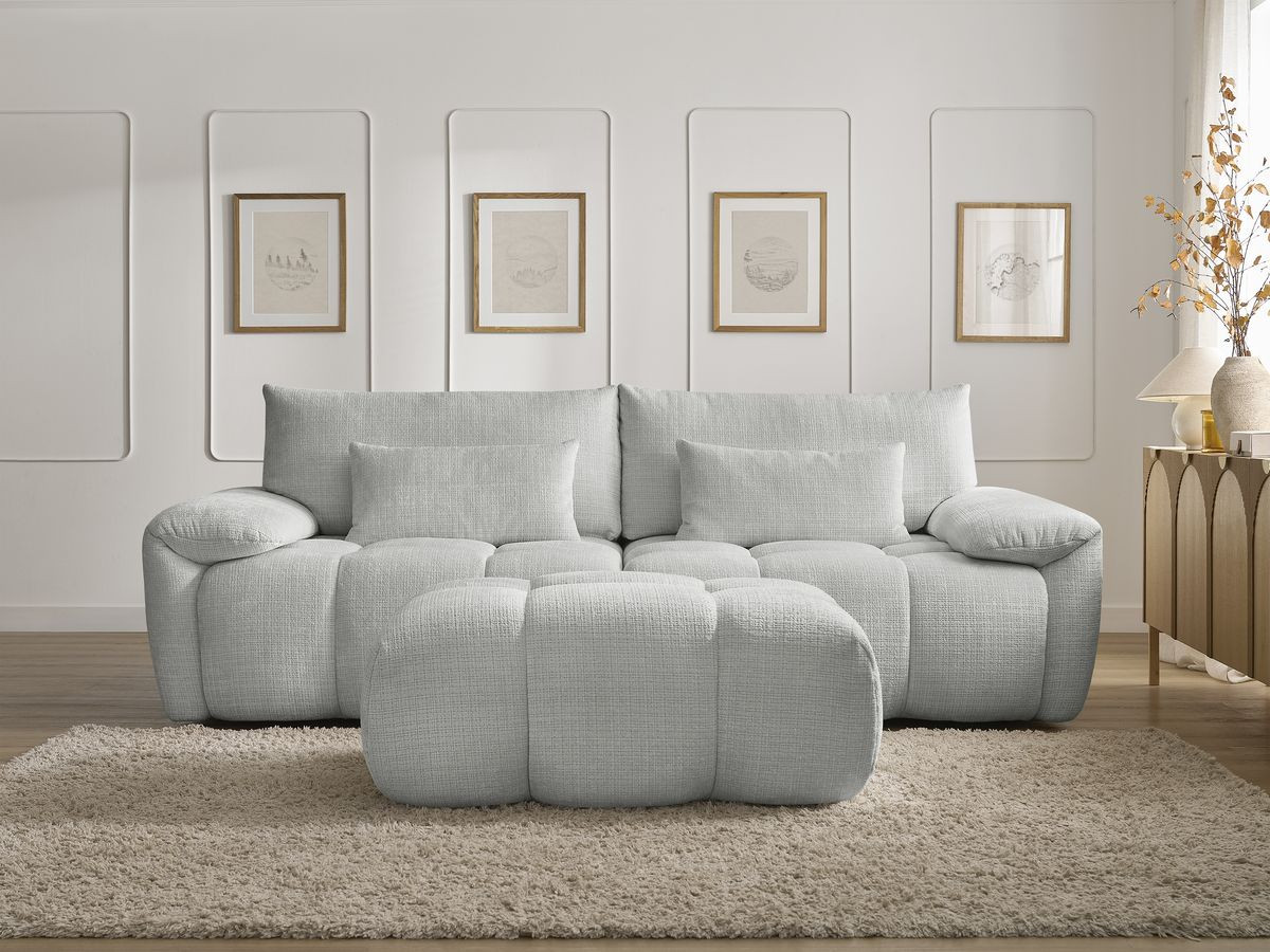 Bobochic Ivane Sofa 4-Sitzer Strukturstoff Hellgrau