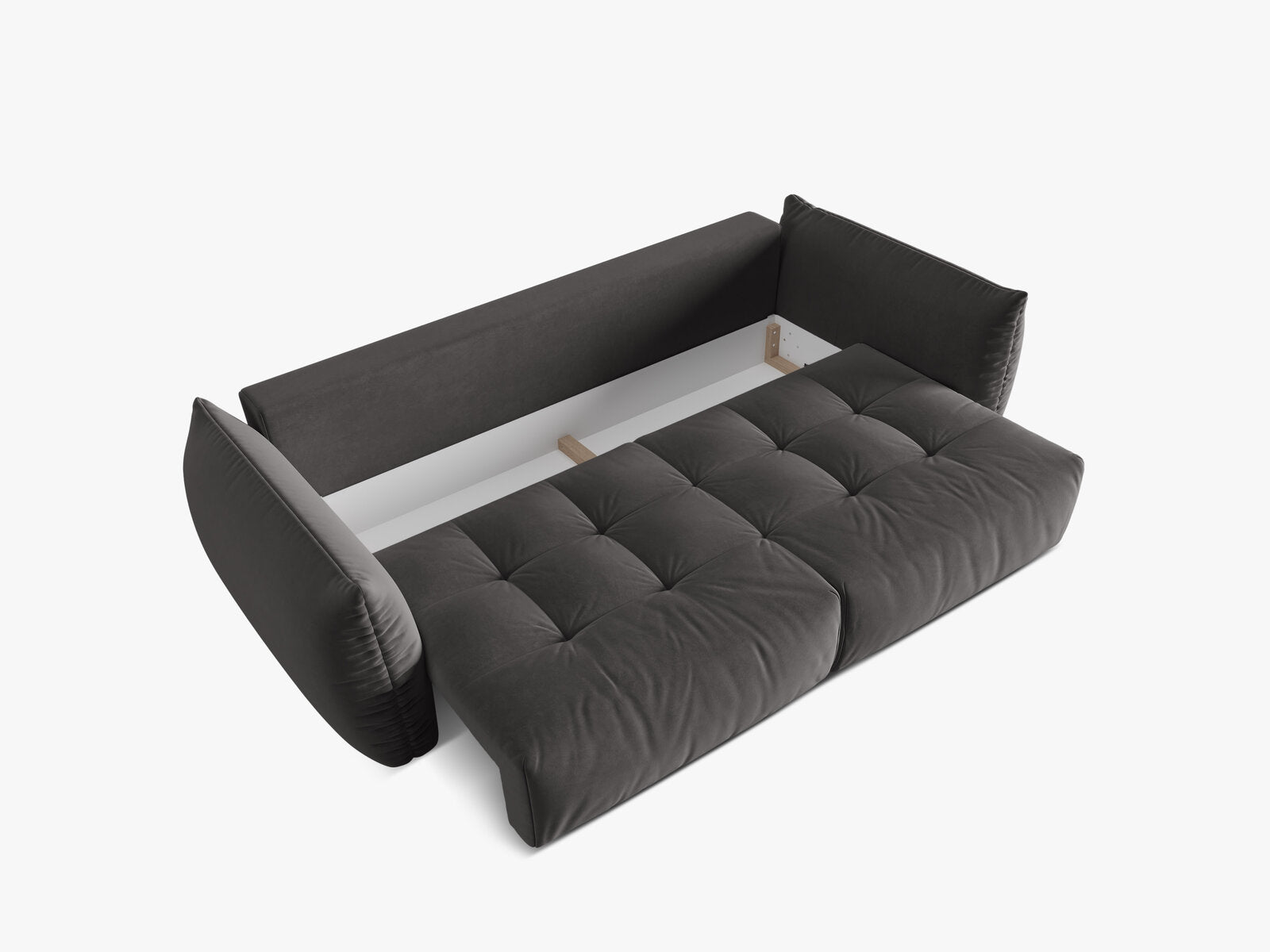 Micadoni Bloom Schlafsofa 3-Sitzer mit Bettkasten Samt Casino Dunkelgrau