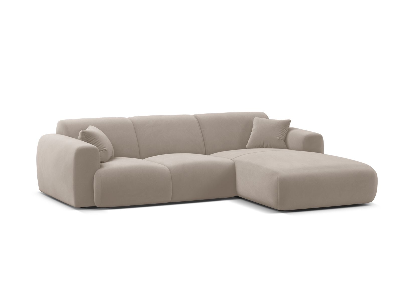 Micadoni Ecksofa Molino 4-Sitzer Rechts Samt Casino Helles Beige