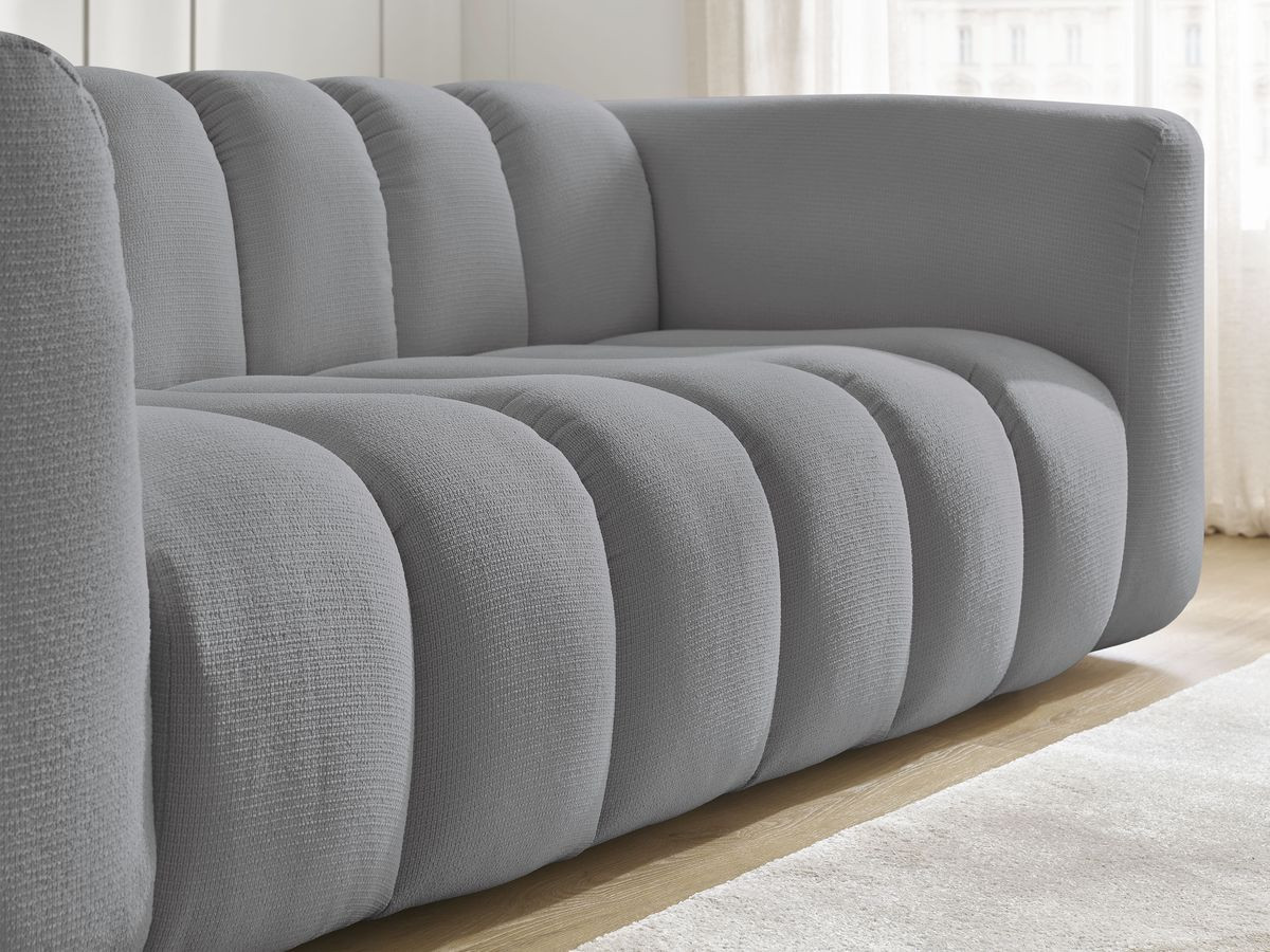 Bobochic Talia Sofa 3-Sitzer Melange-Stoff Hellgrau