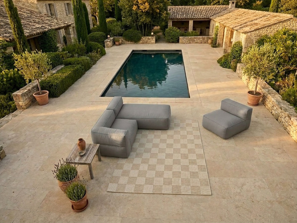 Bobochic Giulia Gartensofa 3-Sitzer 240 × 170 cm Stoff Dunkelgrau
