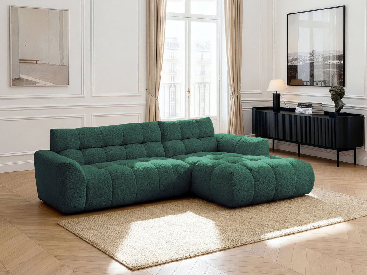 Bobochic Jaya Ecksofa Chenille Dunkelgrün Ecke rechts