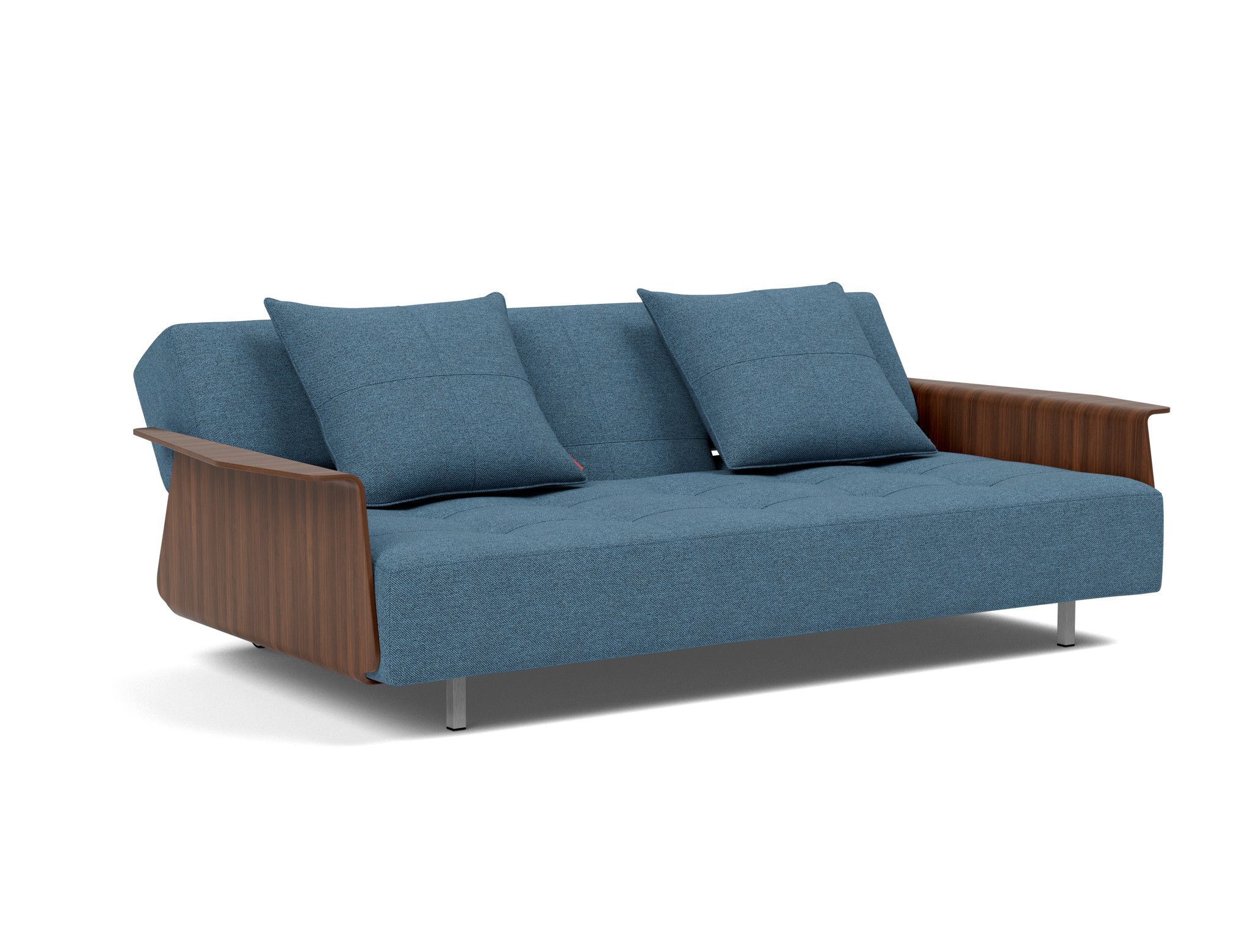 Schlafsofa Long Horn D.E.L. mit Armlehnen Strukturierter Stoff Weda 302-Weda-Blue