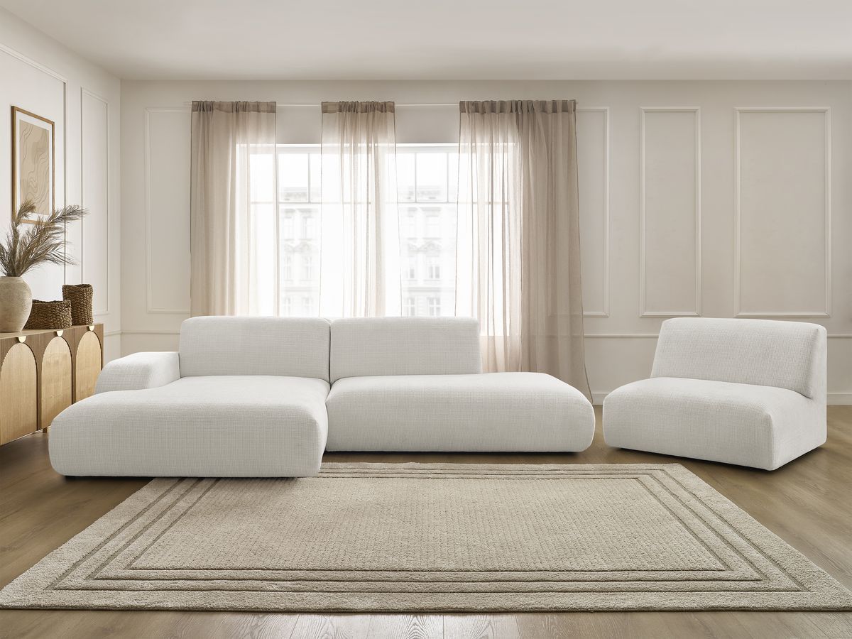 Bobochic Sirius Ecksofa 405 × 170 cm Strukturstoff Weiß Ecke links