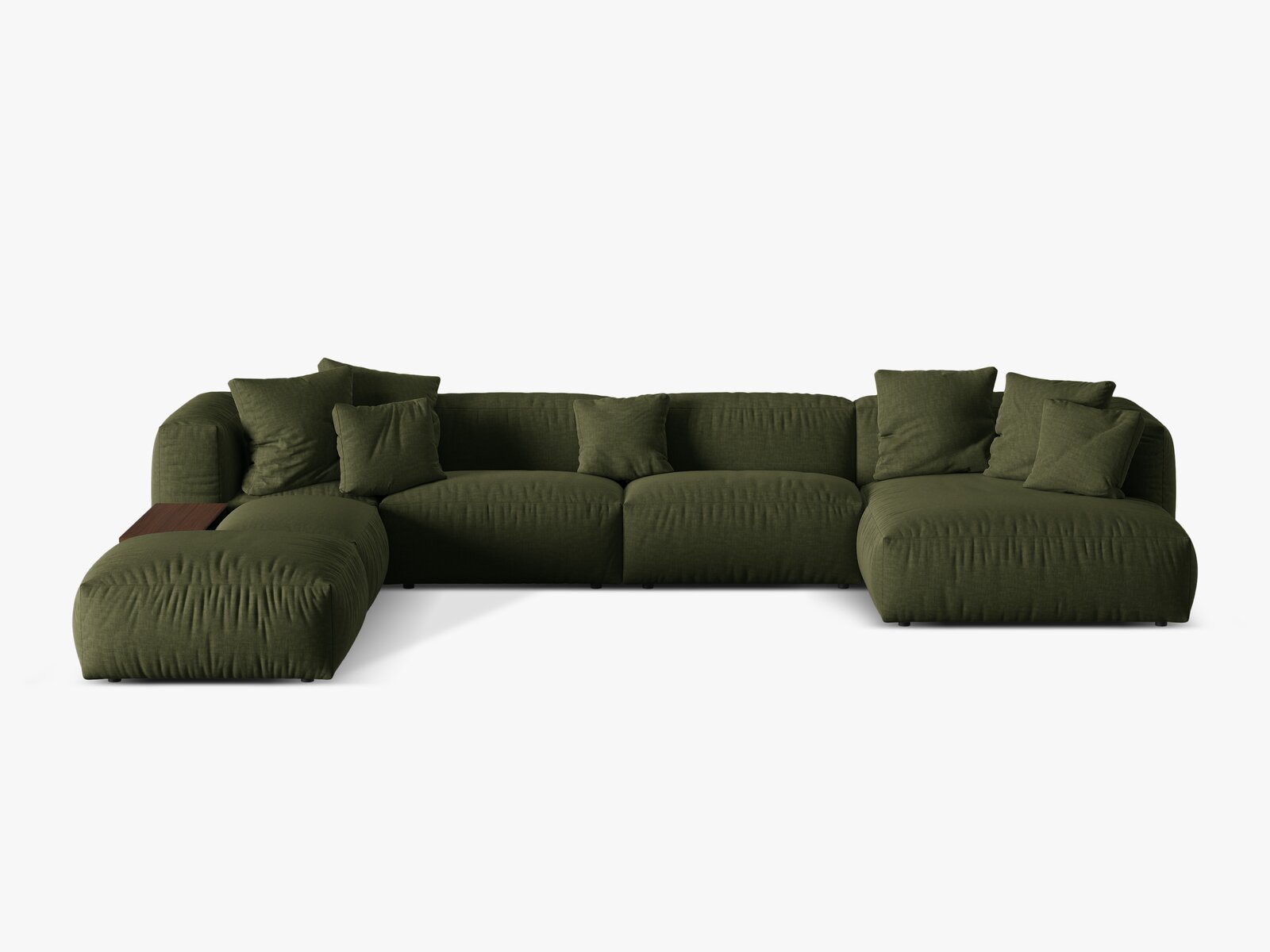 Micadoni Panorama-Ecksofa Martina 5-Sitzer Links Strukturierter Stoff Grün