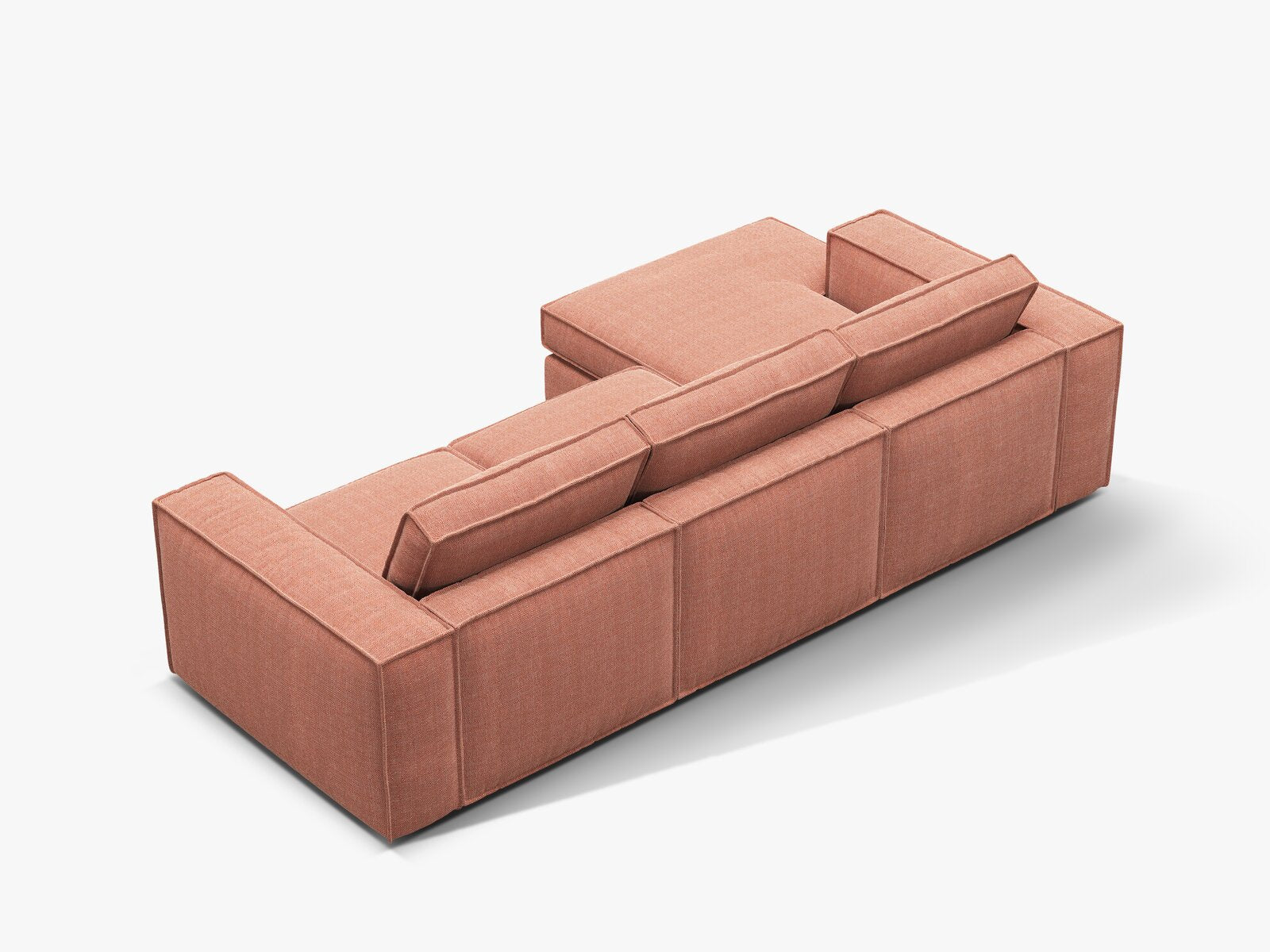 Micadoni modulares Ecksofa Pola 3-Sitzer Links Strukturierter Stoff Babel Rot
